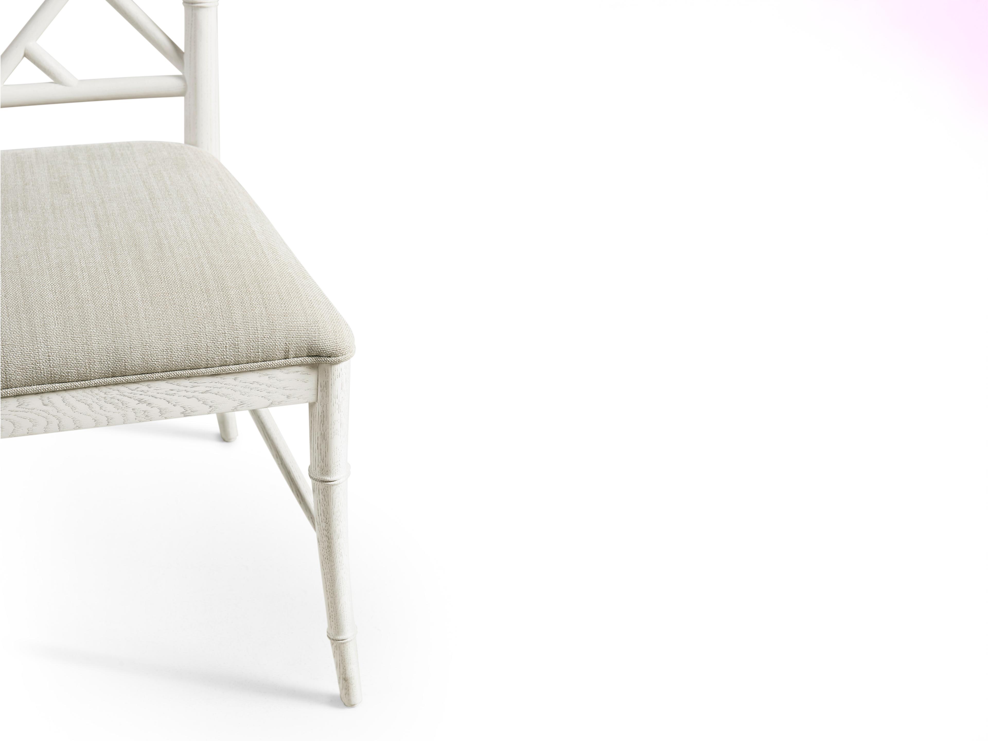 Jonathan Charles Timeless Oak Wood White Upholstered Side Dining Chair