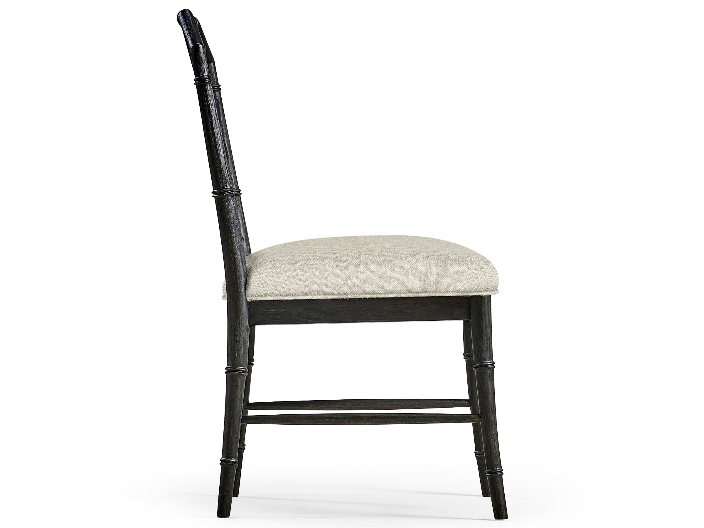Jonathan Charles Timeless Oak Wood Black Upholstered Side Dining Chair
