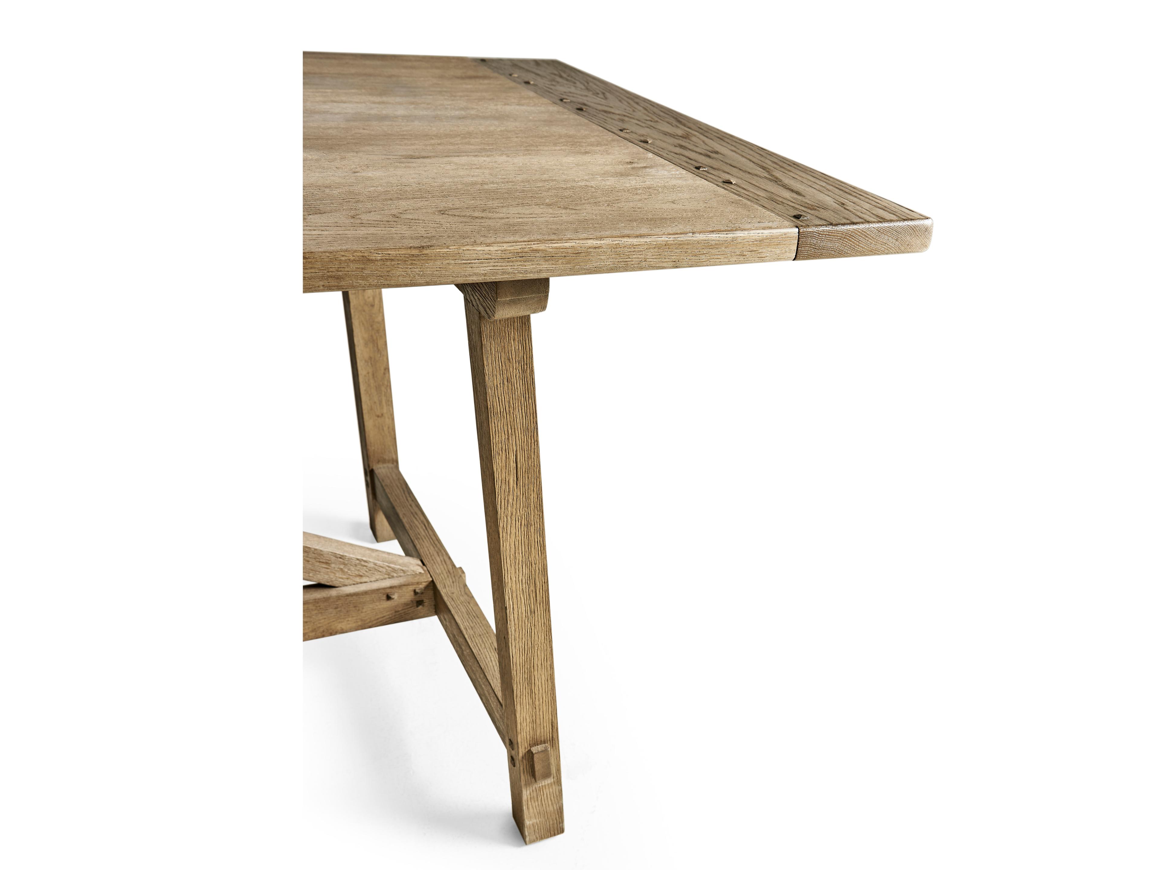 Jonathan Charles Timeless Rectangular Wood Stripped Brown Chestnut Dining Table