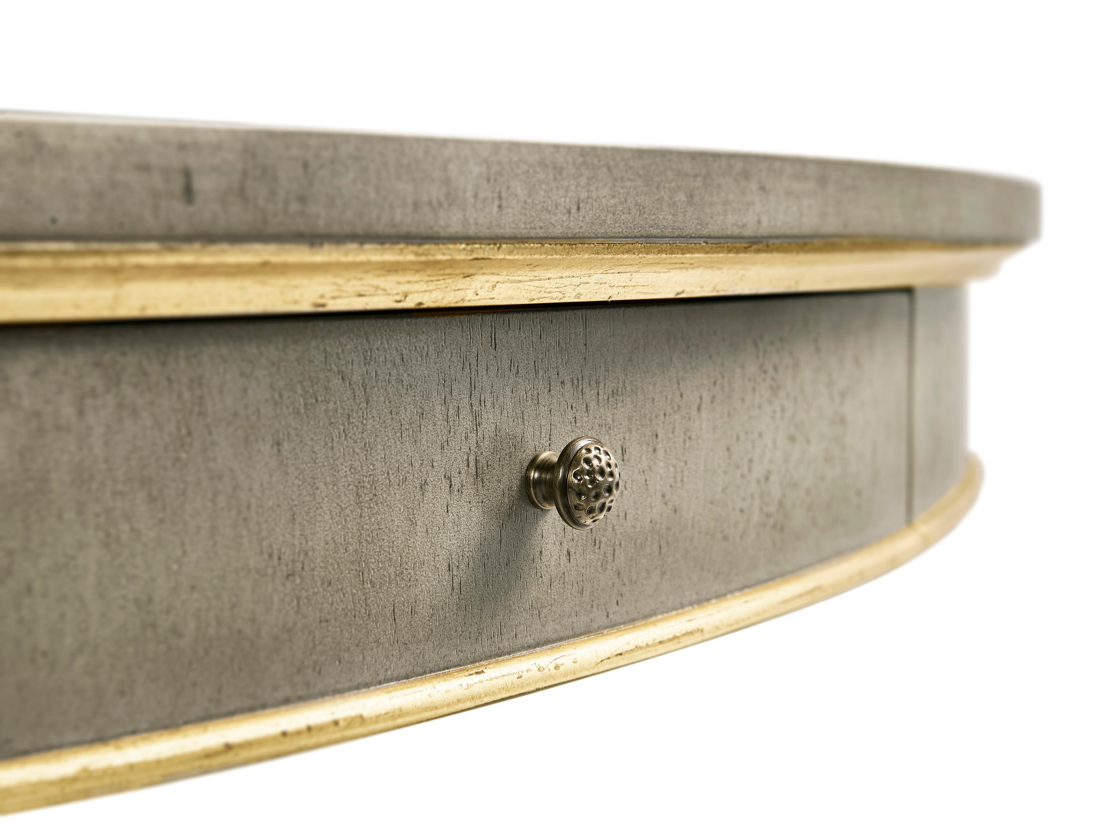 Jonathan Charles Buckingham Round Wood Grey Dining Table