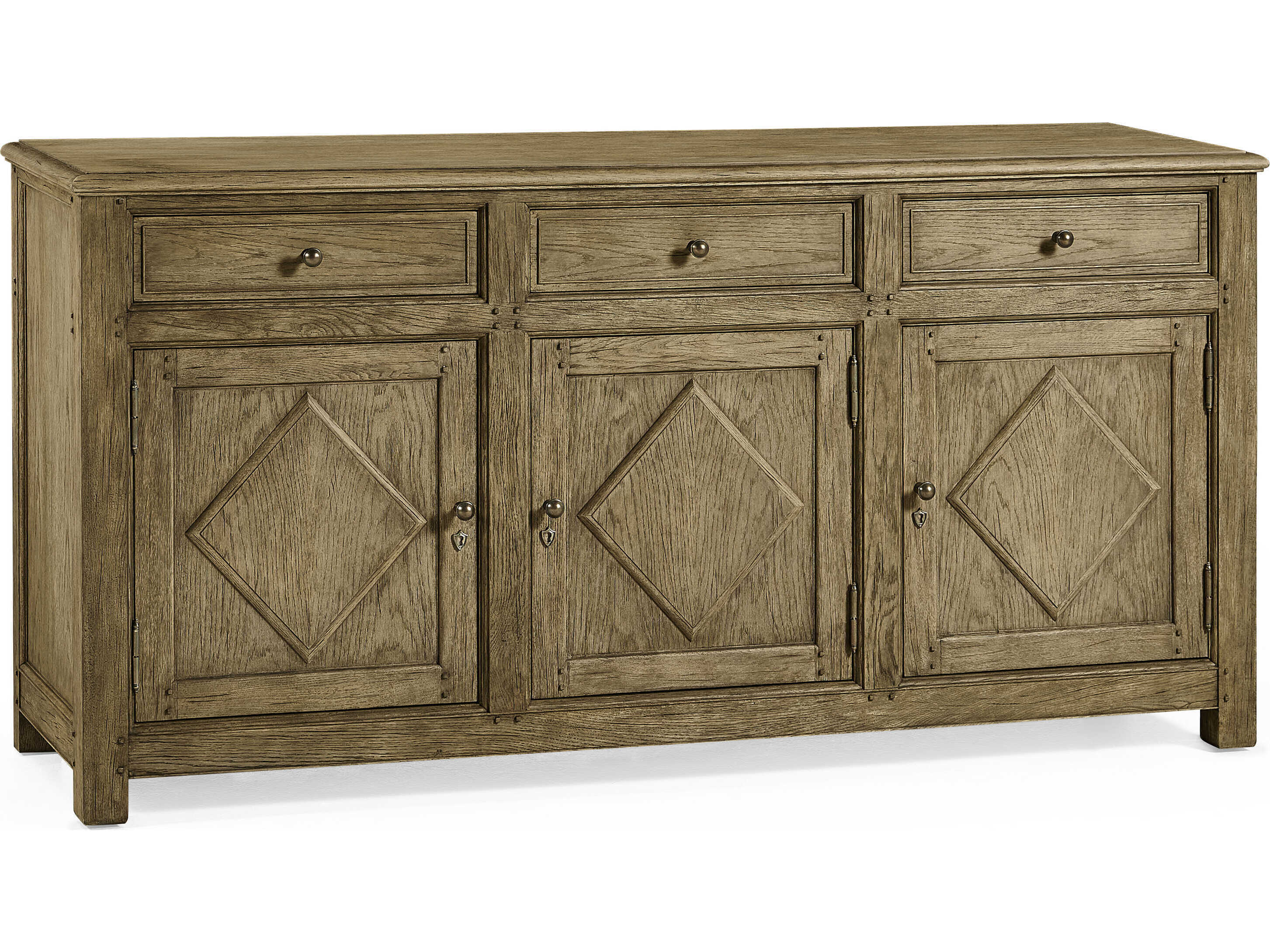 Jonathan Charles Timeless Oak Wood Stripped Brown Chestnut Credenza Sideboard