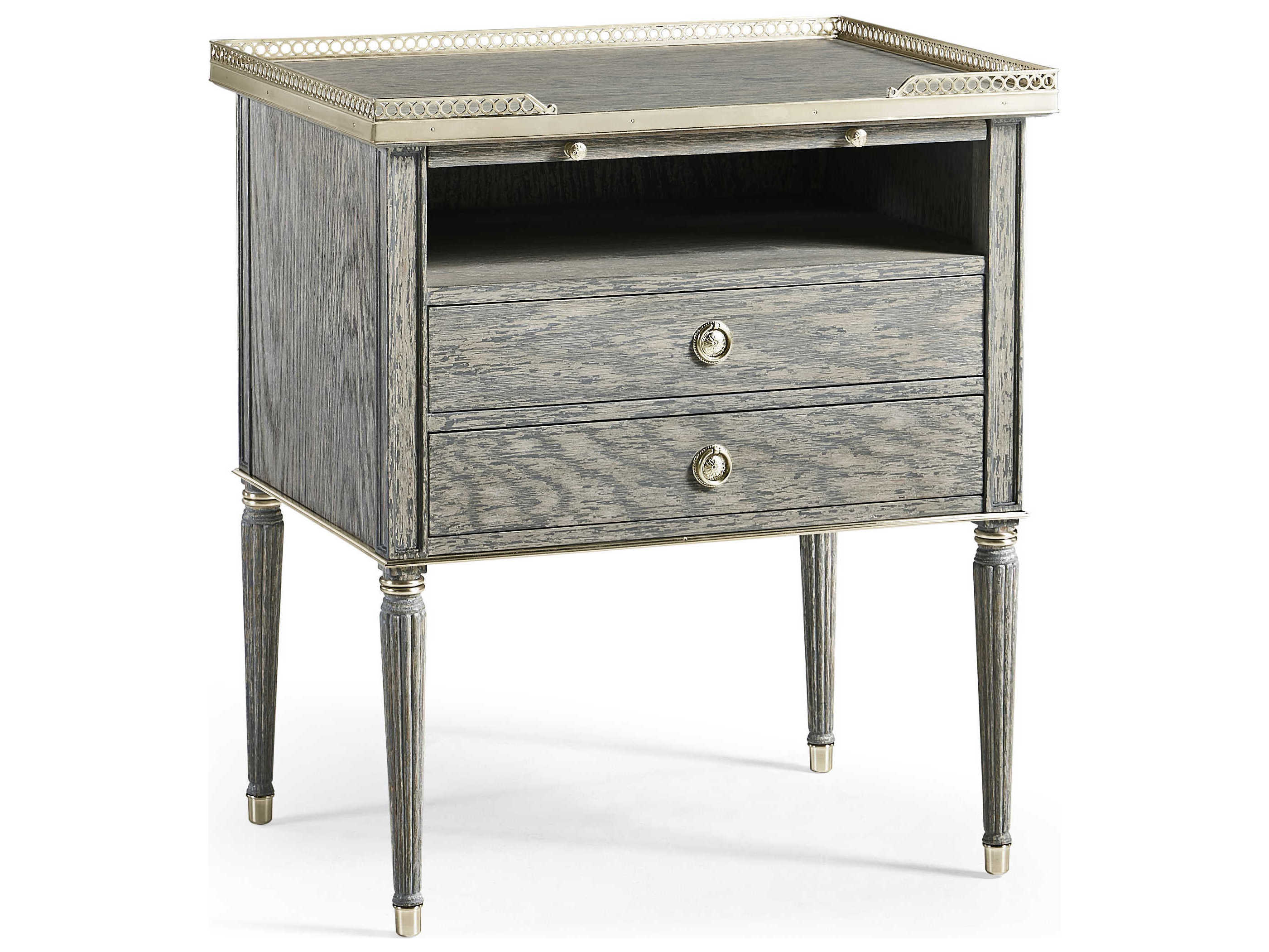 Jonathan Charles William Yeoward Arlingham 2-Drawers Gray Oak Wood Nightstand