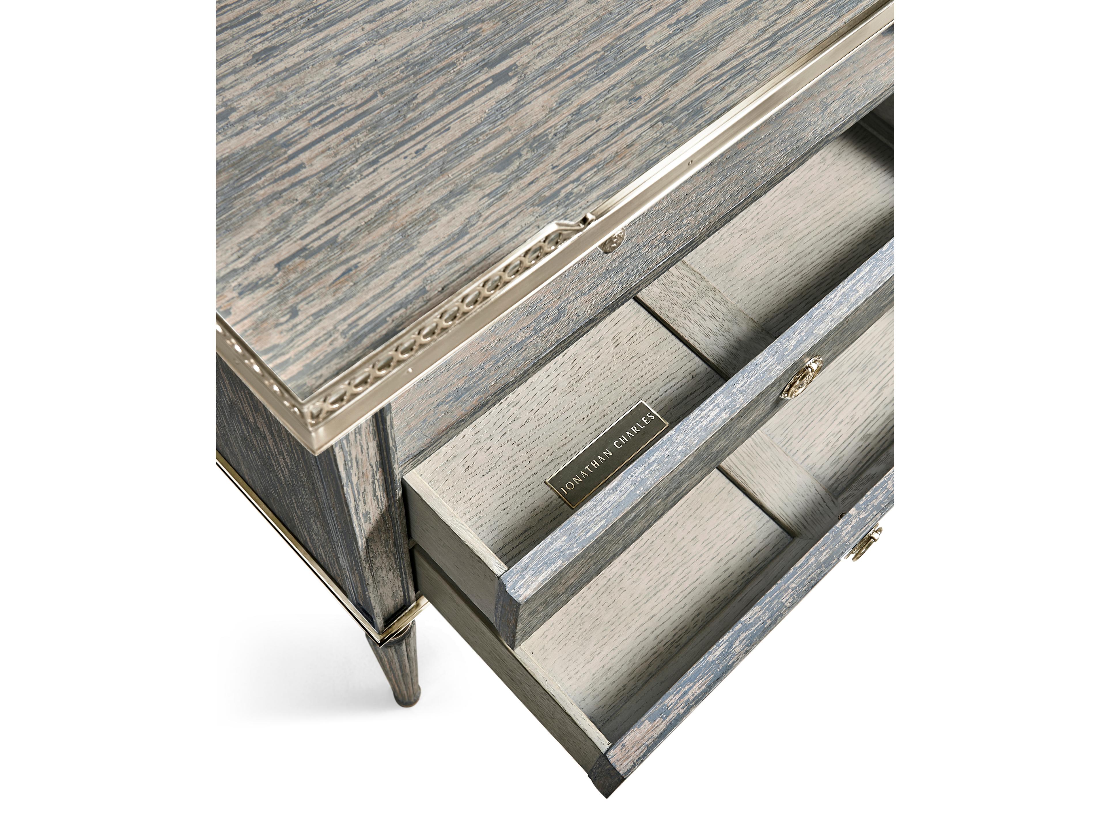 Jonathan Charles William Yeoward Arlingham 2-Drawers Gray Oak Wood Nightstand