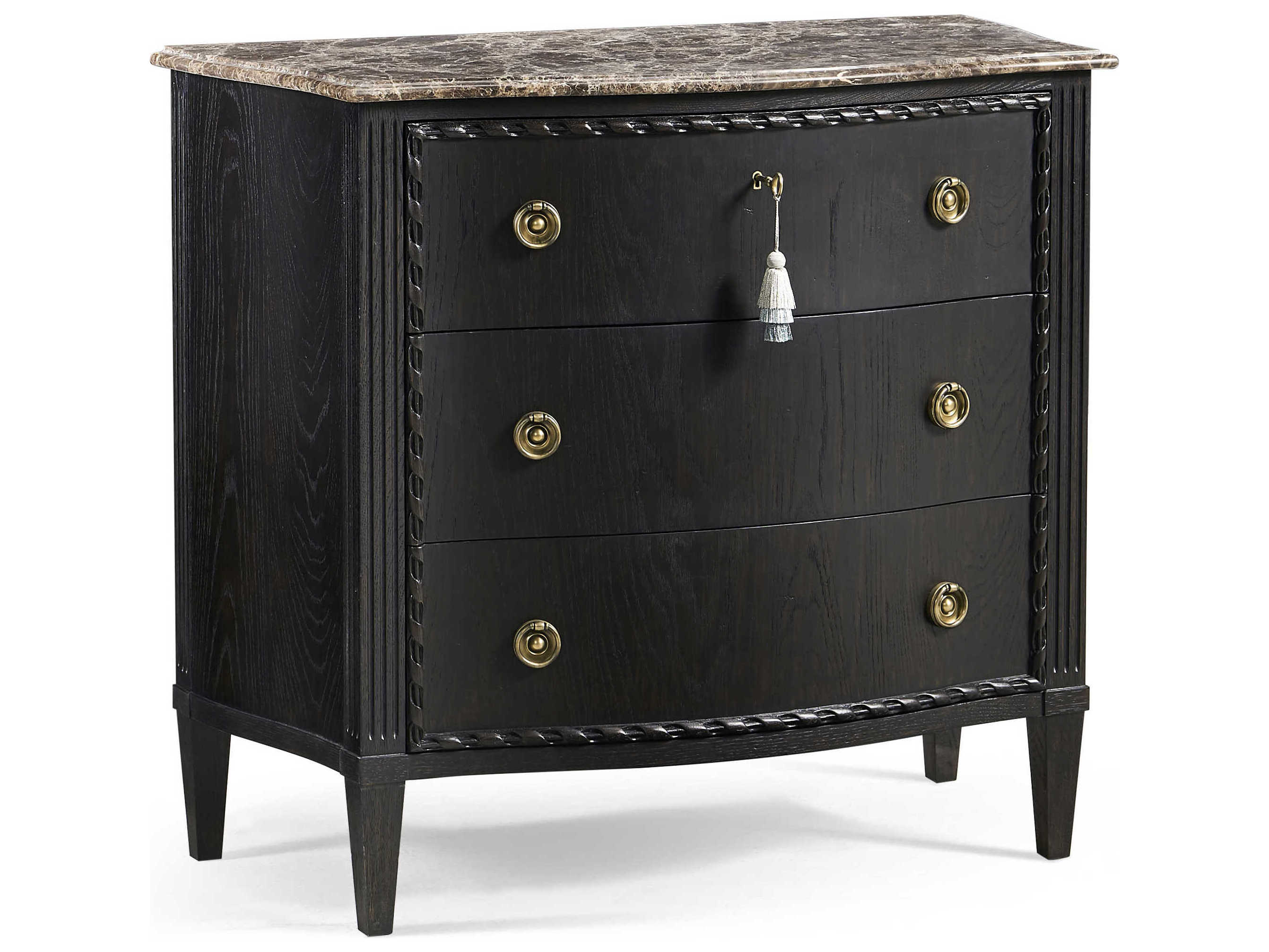 Jonathan Charles Tangiers Ebonized Oak Black Wood Accent Chest