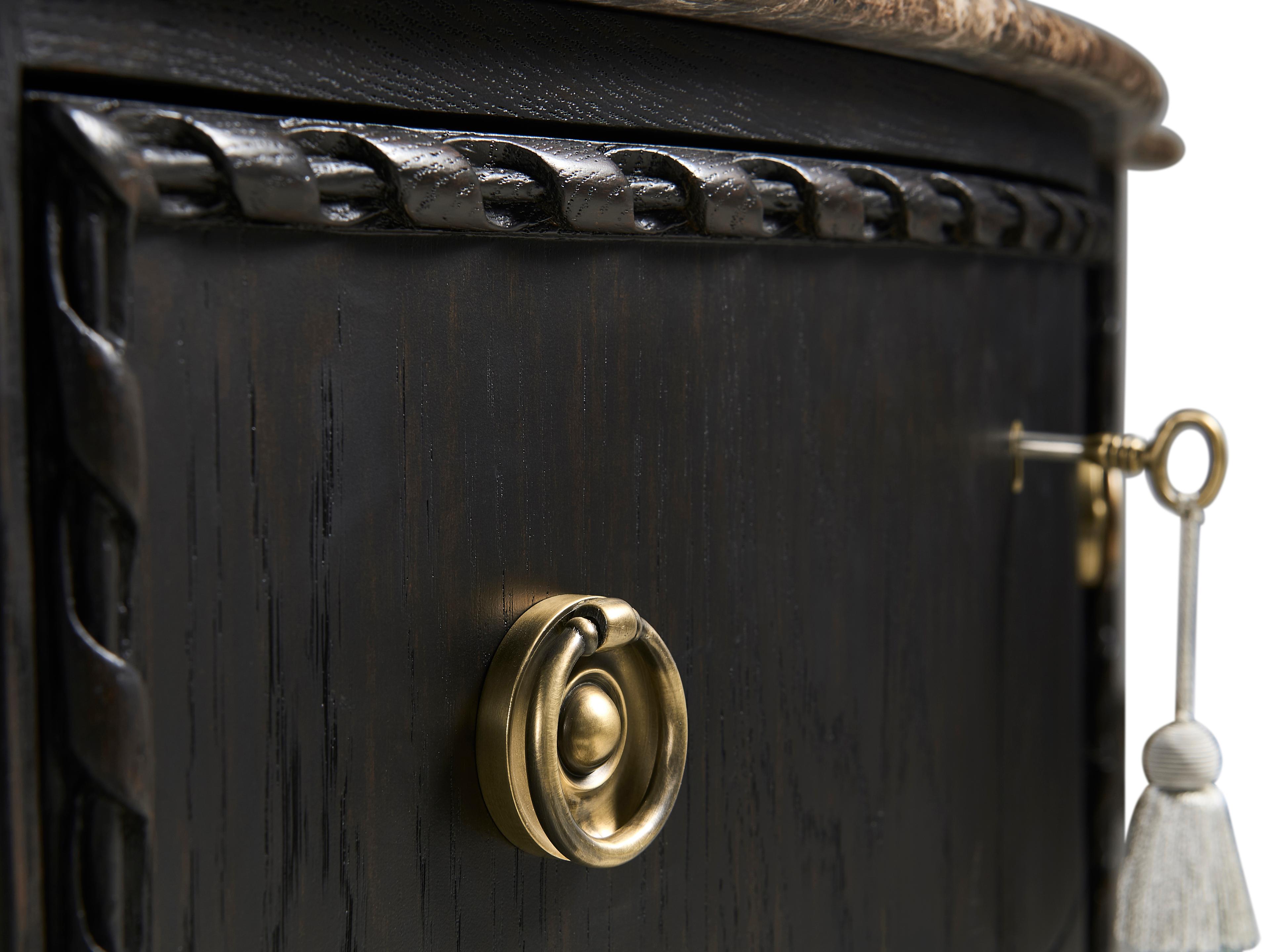 Jonathan Charles Tangiers Ebonized Oak Black Wood Accent Chest