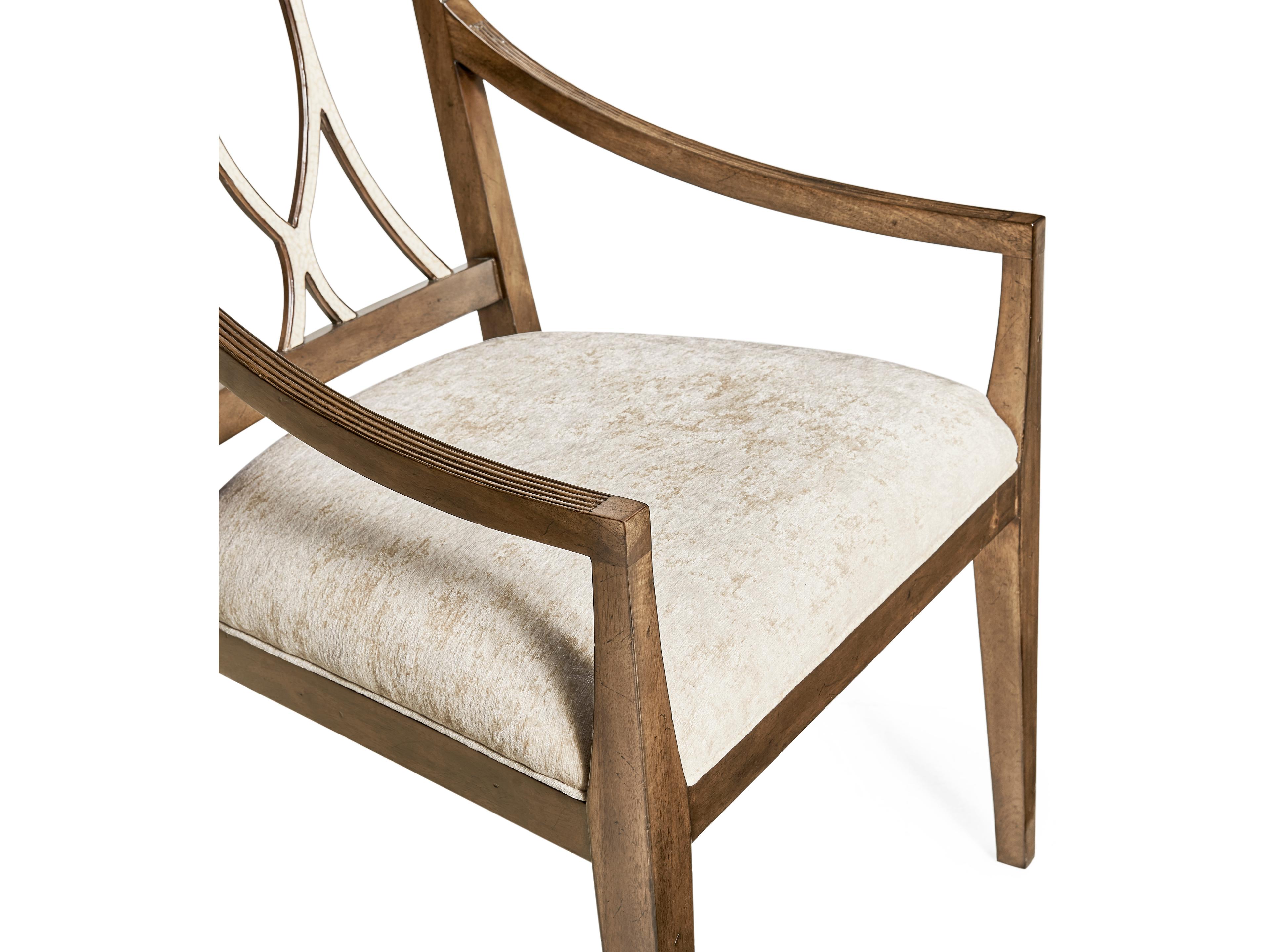 Jonathan Charles Jc Traditional Acacia Wood Brown Upholstered Arm Dining Chair