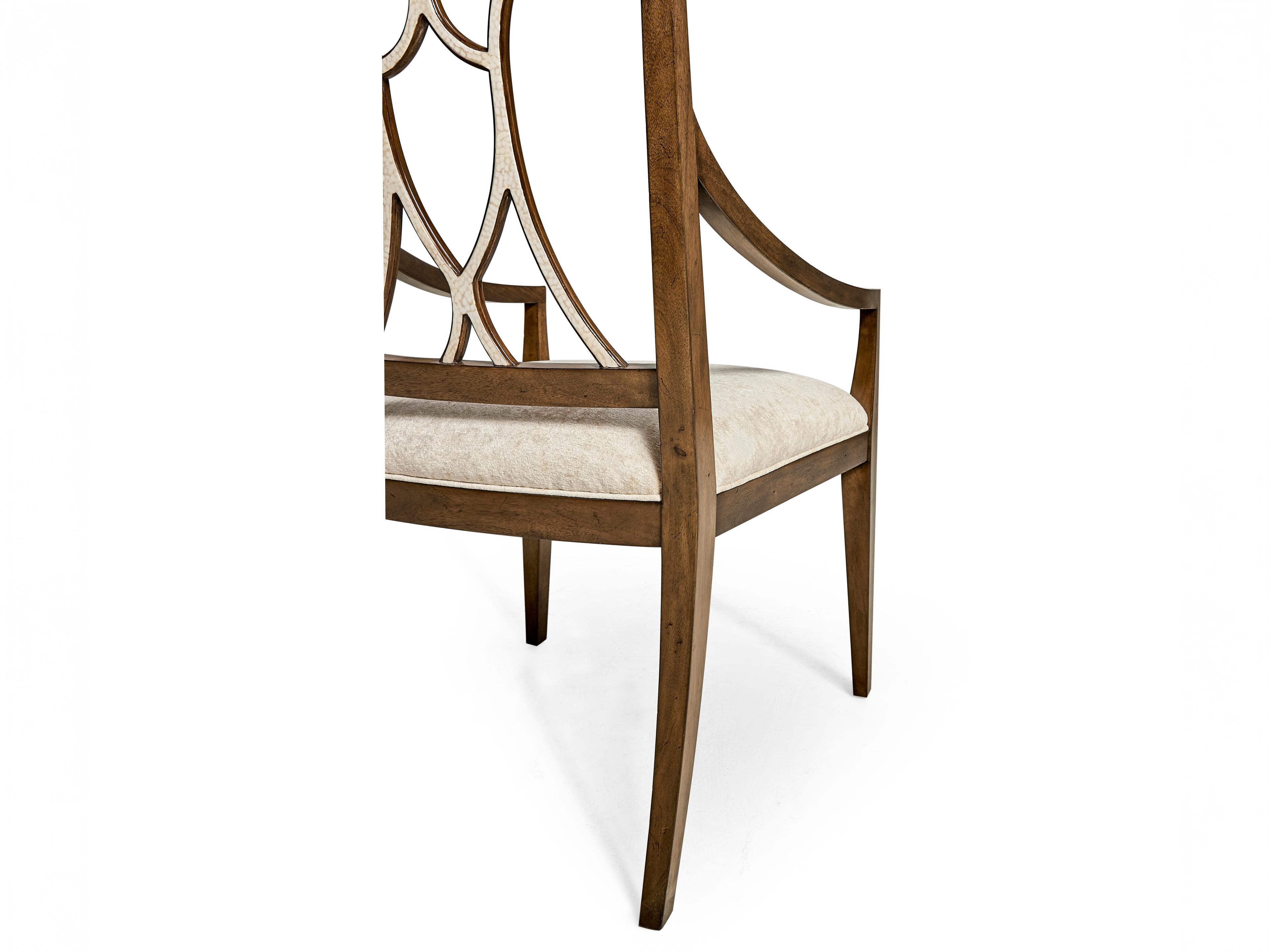 Jonathan Charles Jc Traditional Acacia Wood Brown Upholstered Arm Dining Chair