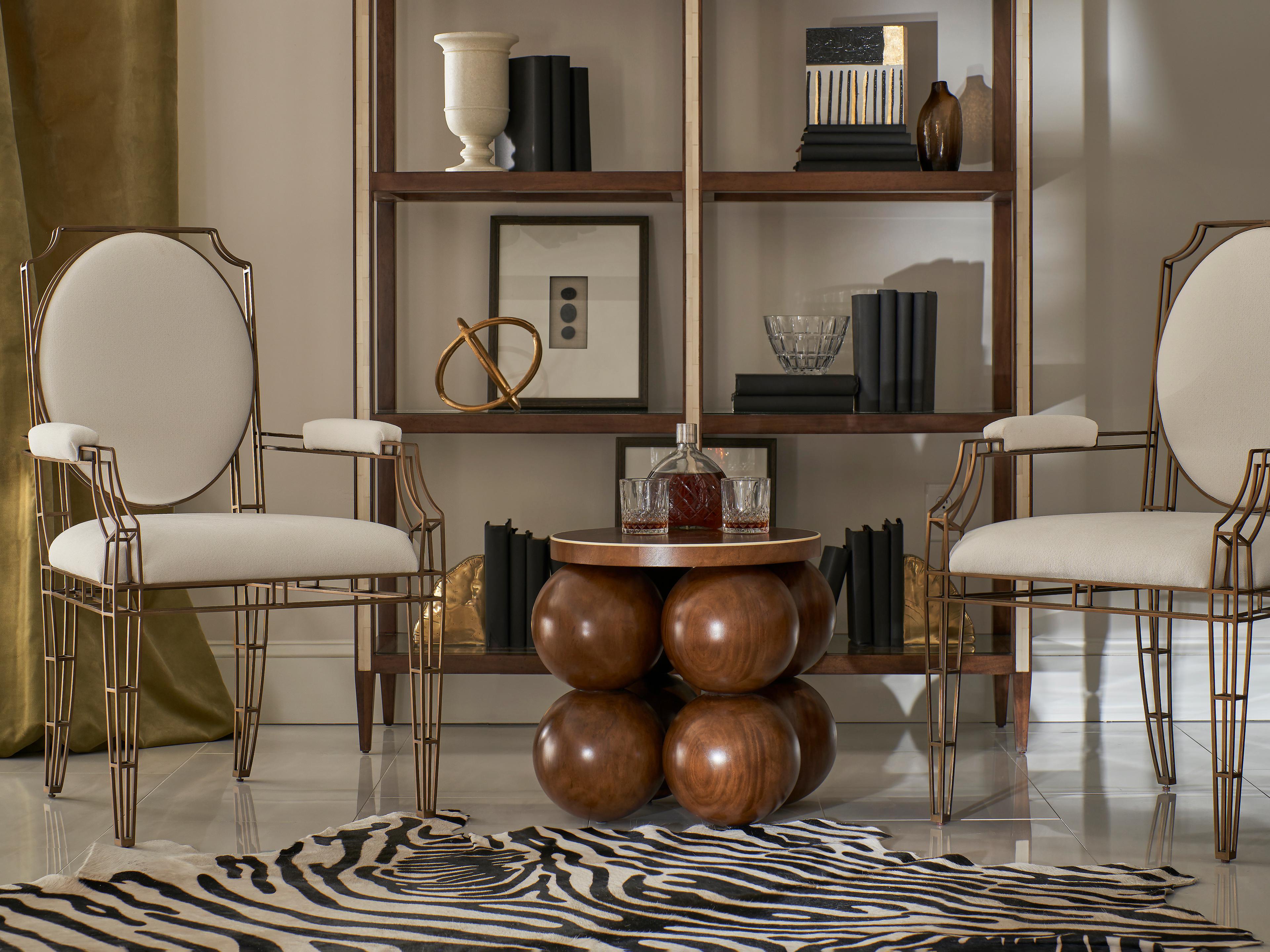 Jonathan Charles Jc Modern Bronze Upholstered Arm Dining Chair