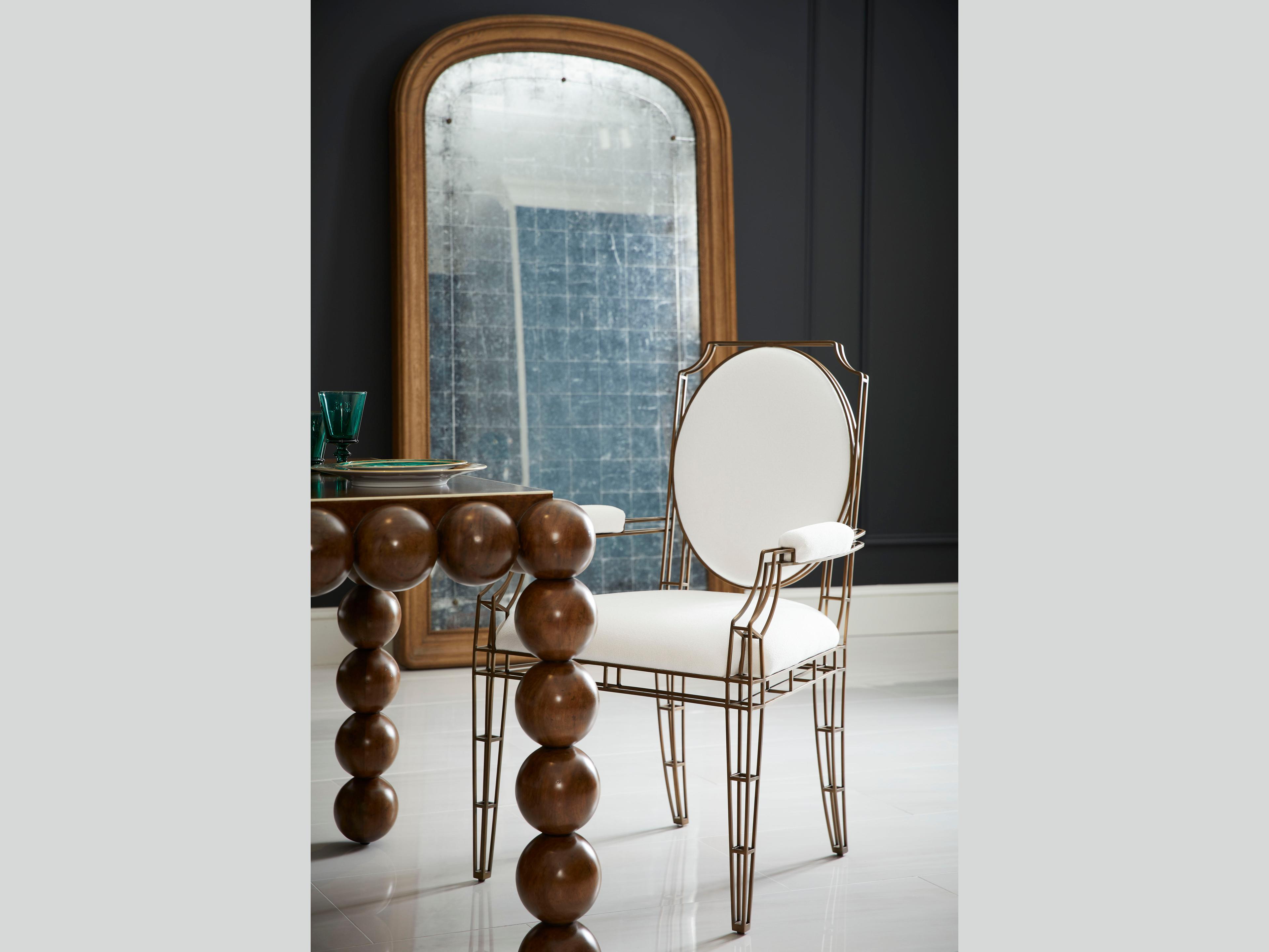 Jonathan Charles Jc Modern Bronze Upholstered Arm Dining Chair
