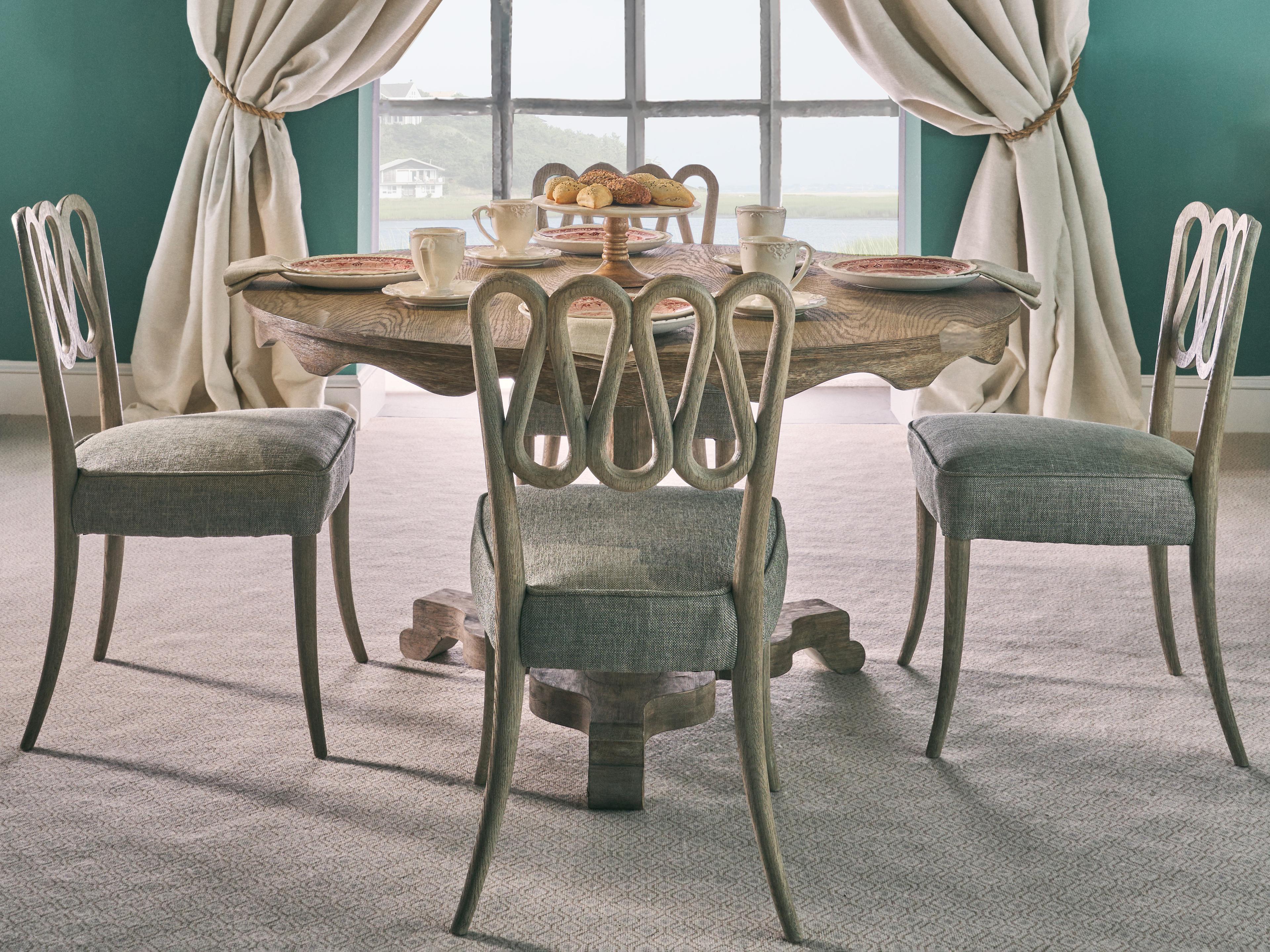 Jonathan Charles William Yeoward Oak Wood Gray Upholstered Armless Dining Chair