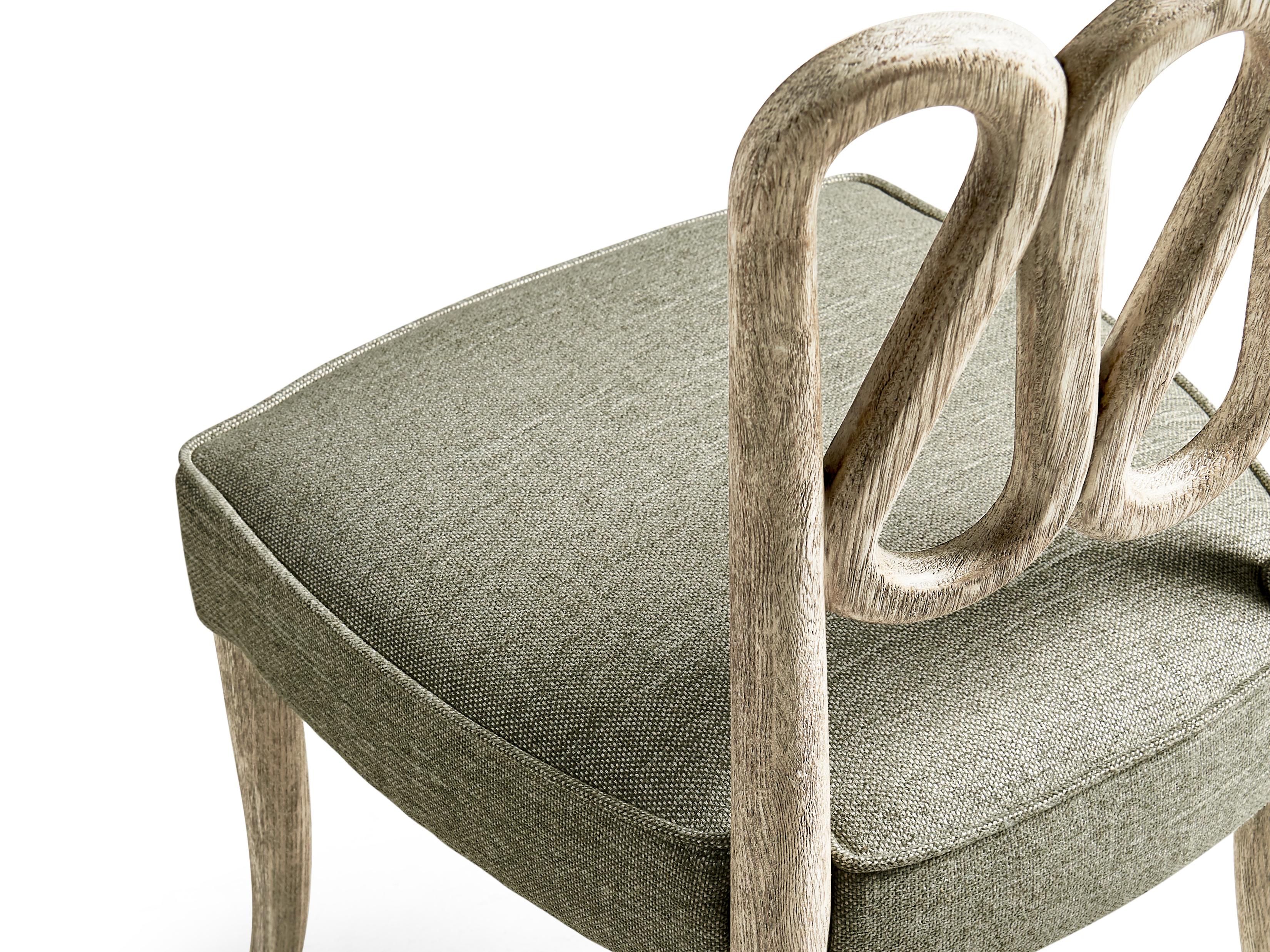 Jonathan Charles William Yeoward Oak Wood Gray Upholstered Armless Dining Chair