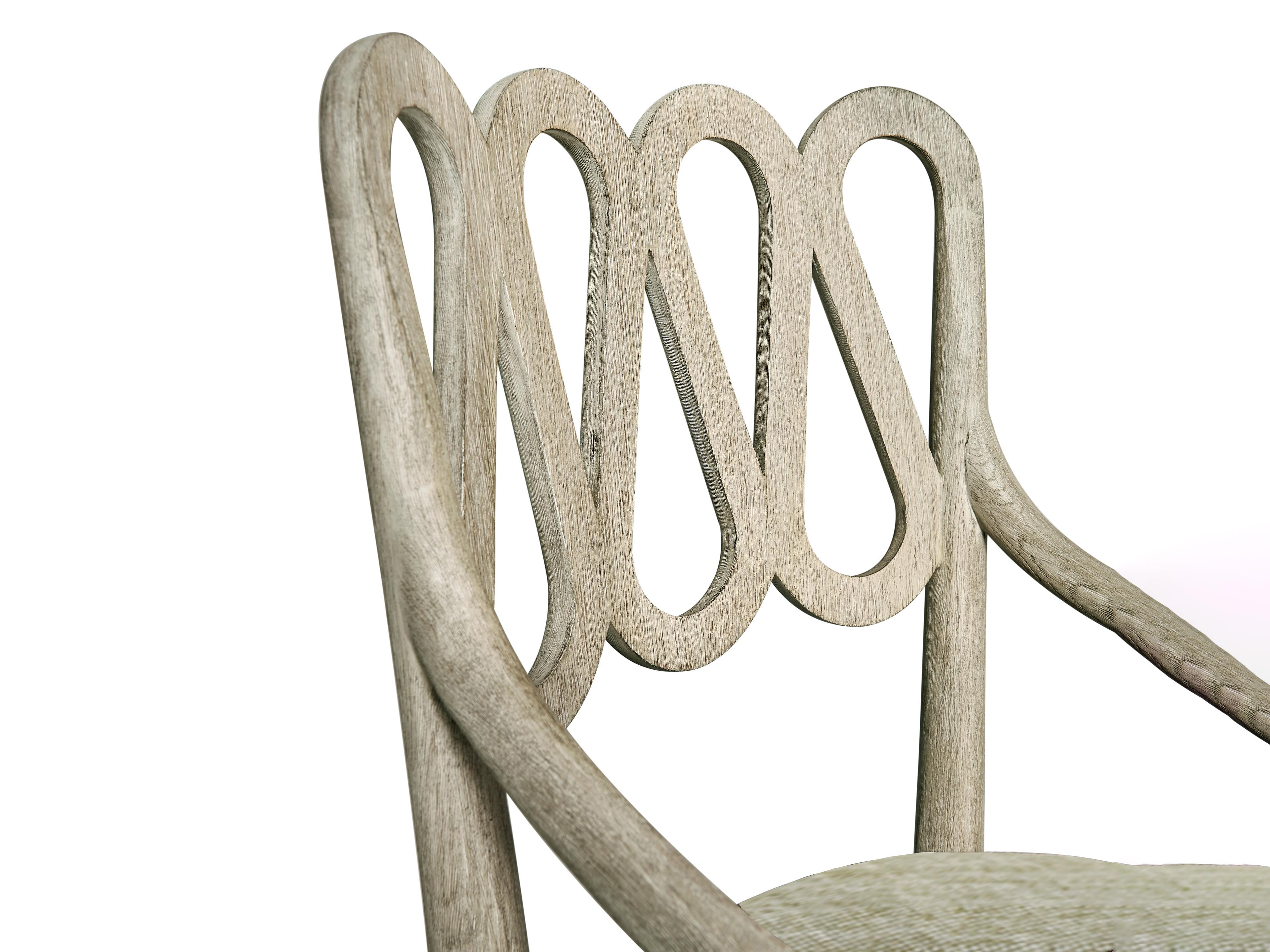 Jonathan Charles William Yeoward Oak Wood Gray Upholstered Arm Dining Chair