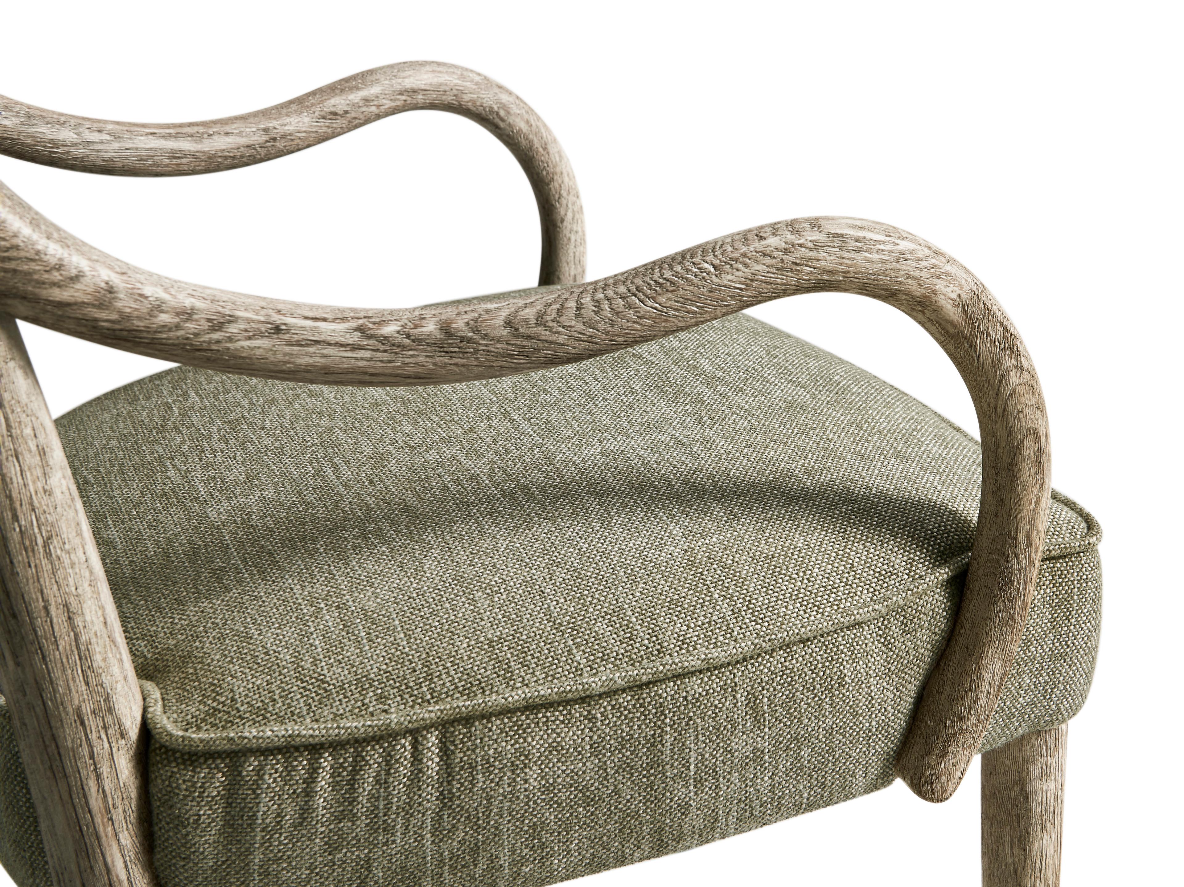 Jonathan Charles William Yeoward Oak Wood Gray Upholstered Arm Dining Chair