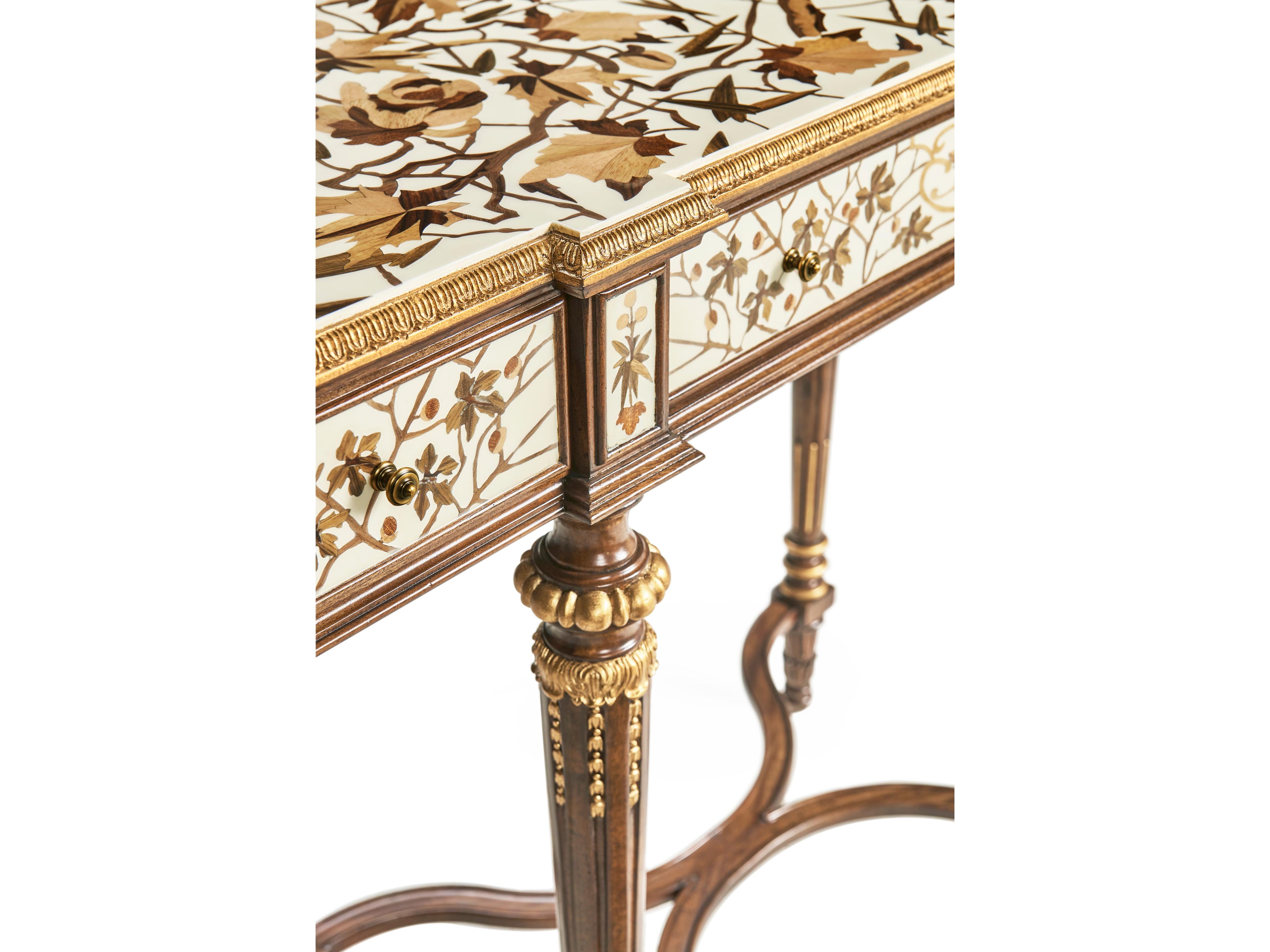 Jonathan Charles Trianon Rectangular Wood Oak Leaf Parquetry Console Table