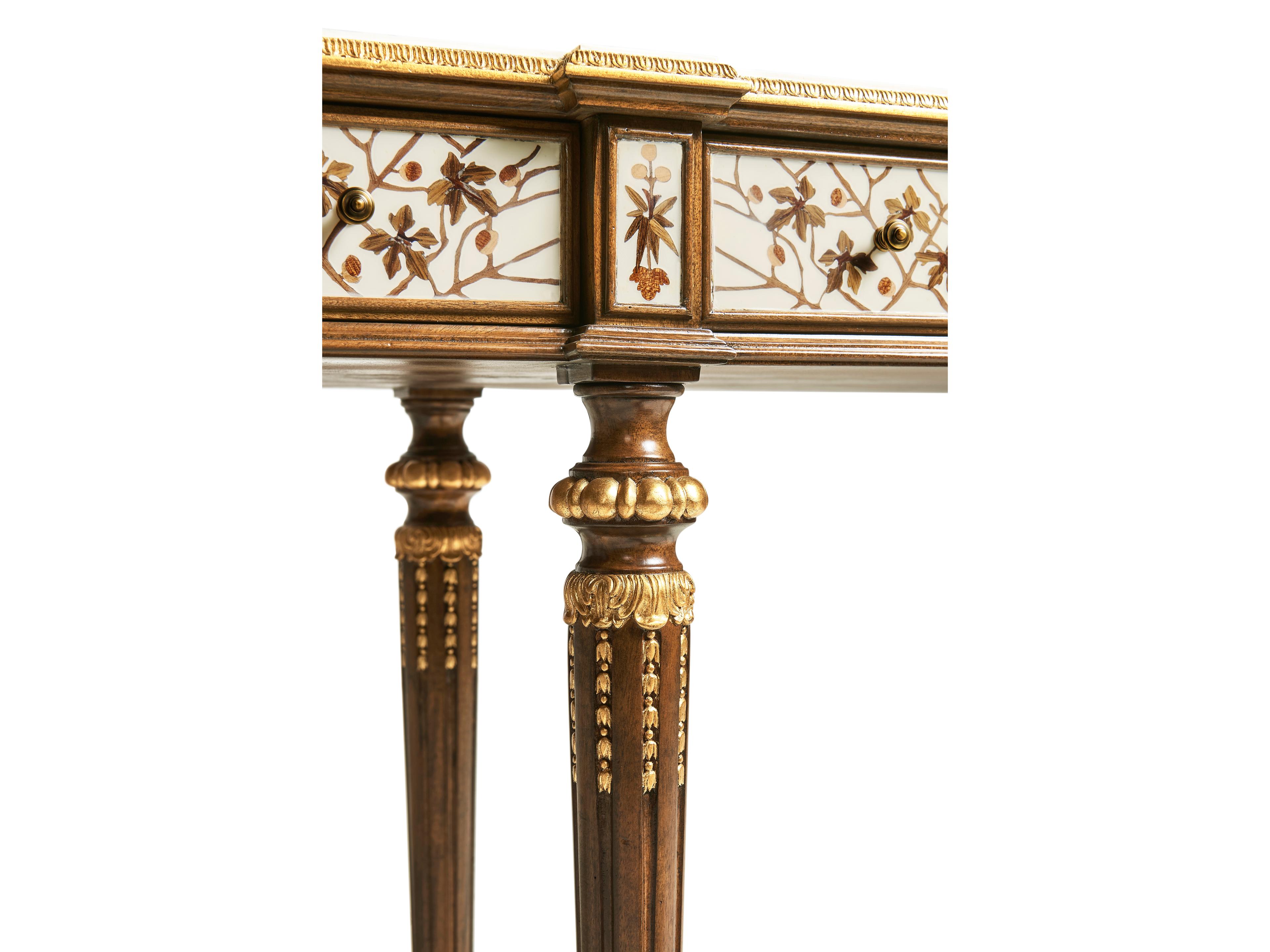 Jonathan Charles Trianon Rectangular Wood Oak Leaf Parquetry Console Table