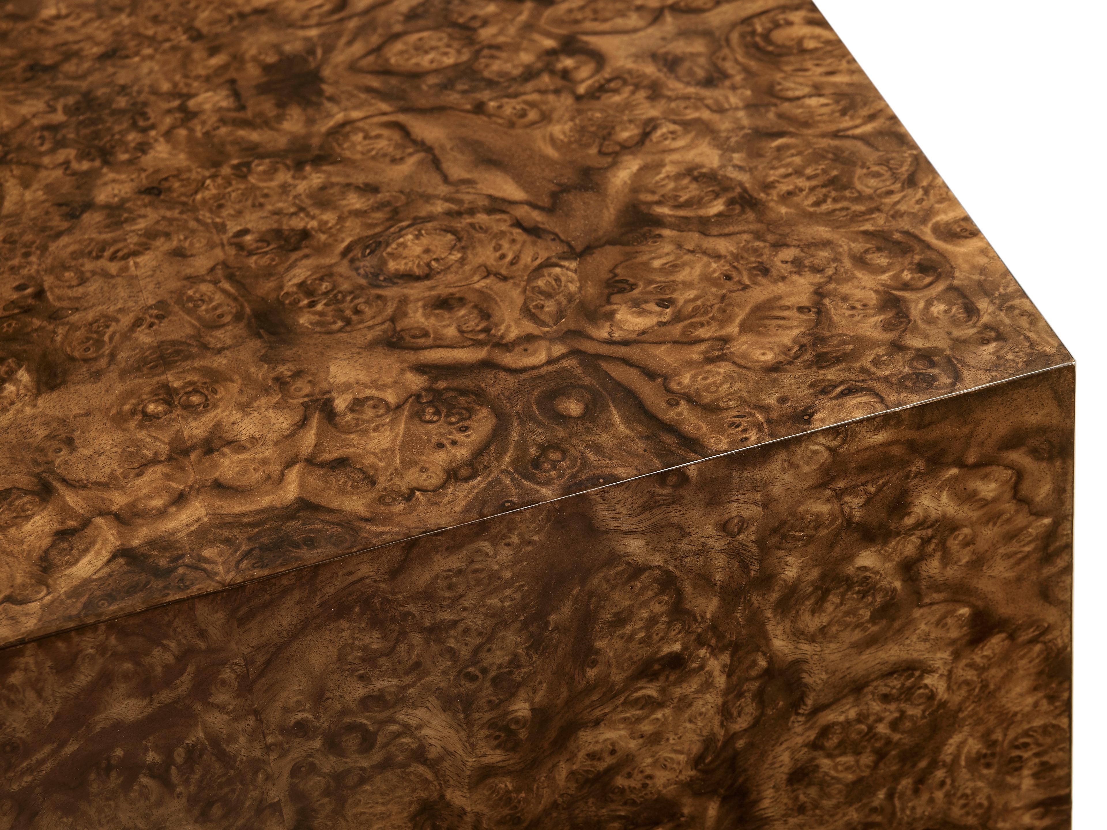 Jonathan Charles Jacques Square Wood Walnut Burl End Table