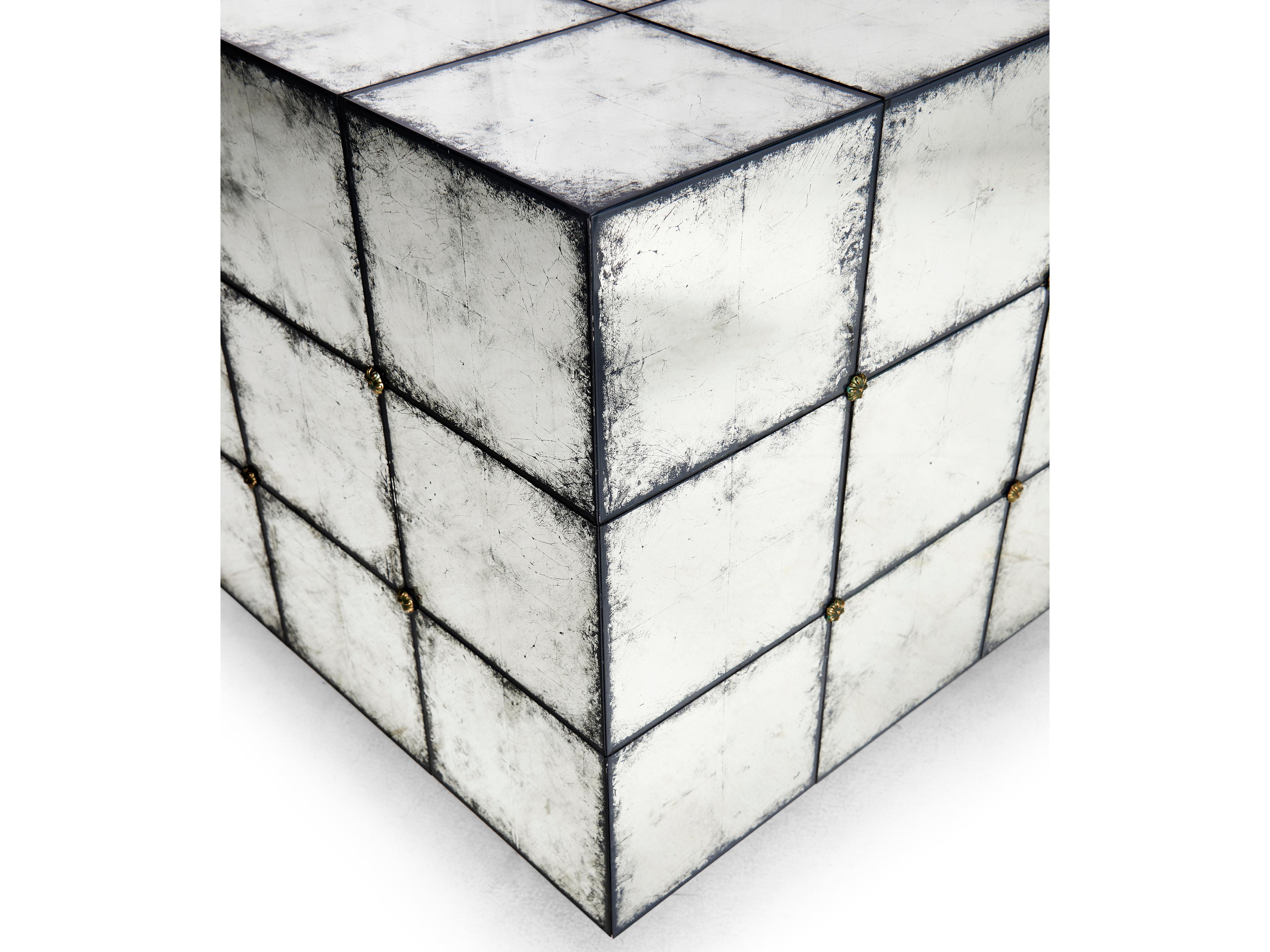 Jonathan Charles Jc Modern Square Mirror Eglomise Glass End Table