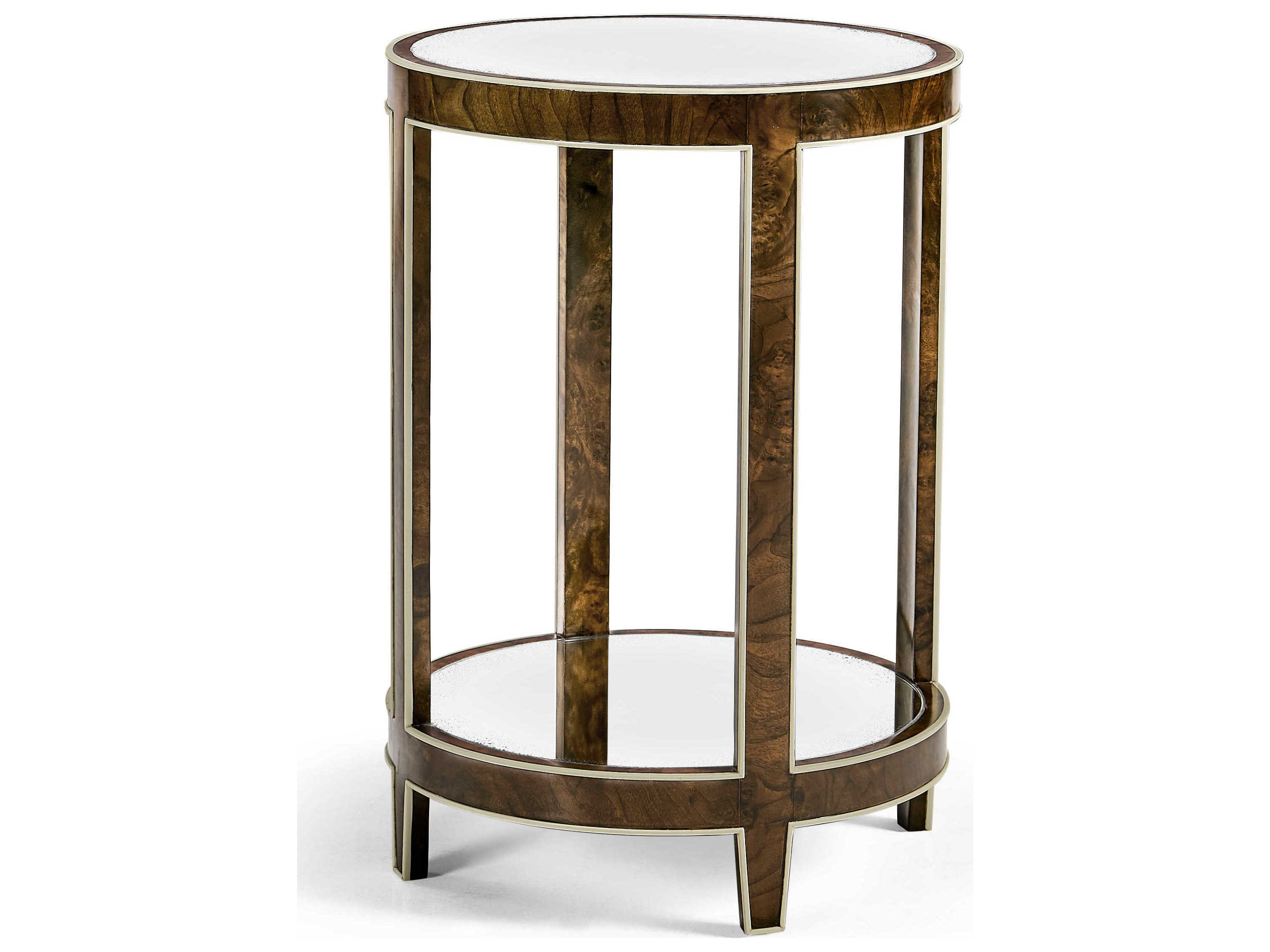 Jonathan Charles Jacques Round Mirror Brown Mahogany End Table