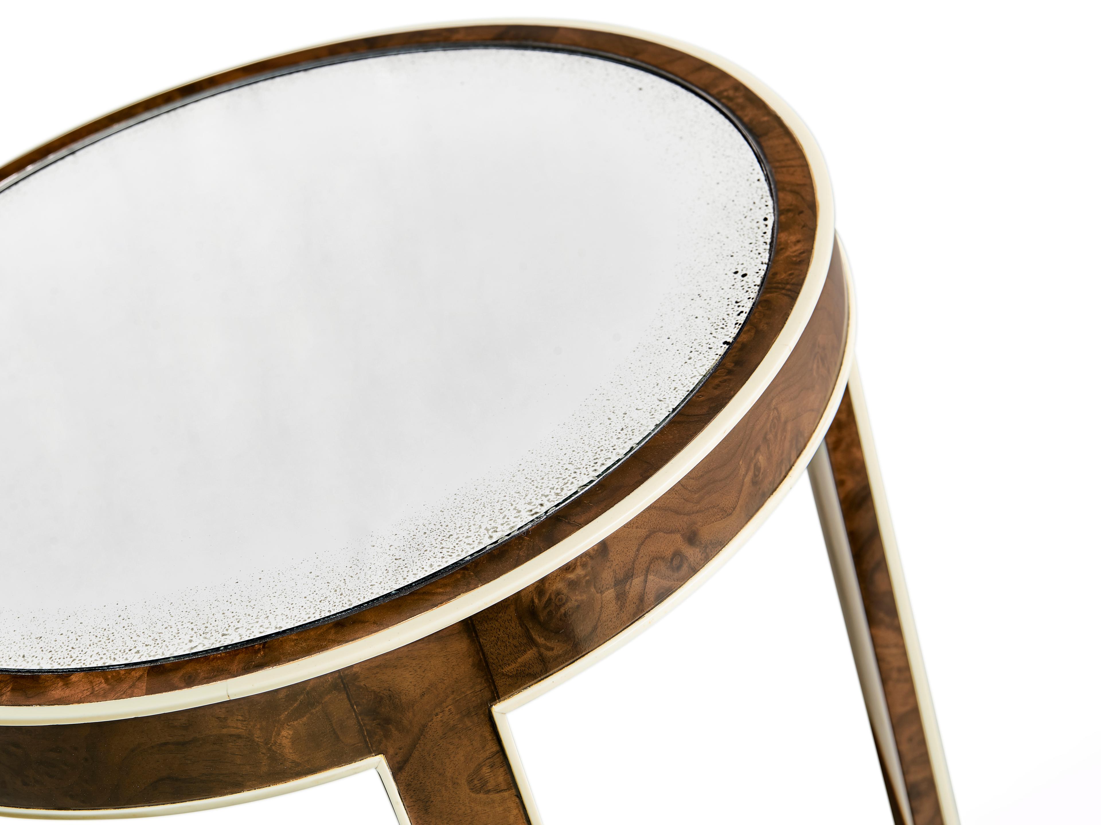 Jonathan Charles Jacques Round Mirror Brown Mahogany End Table