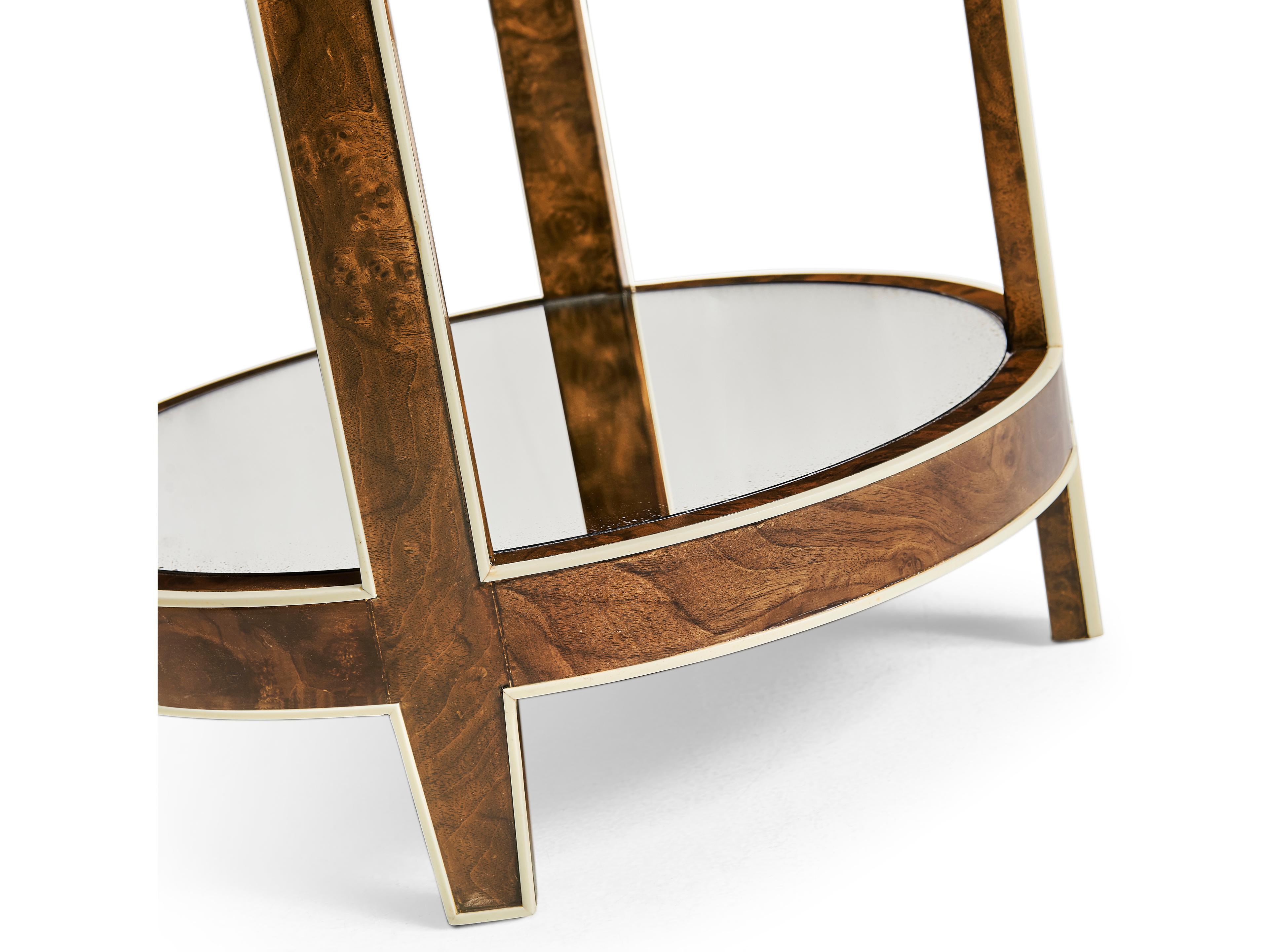 Jonathan Charles Jacques Round Mirror Brown Mahogany End Table