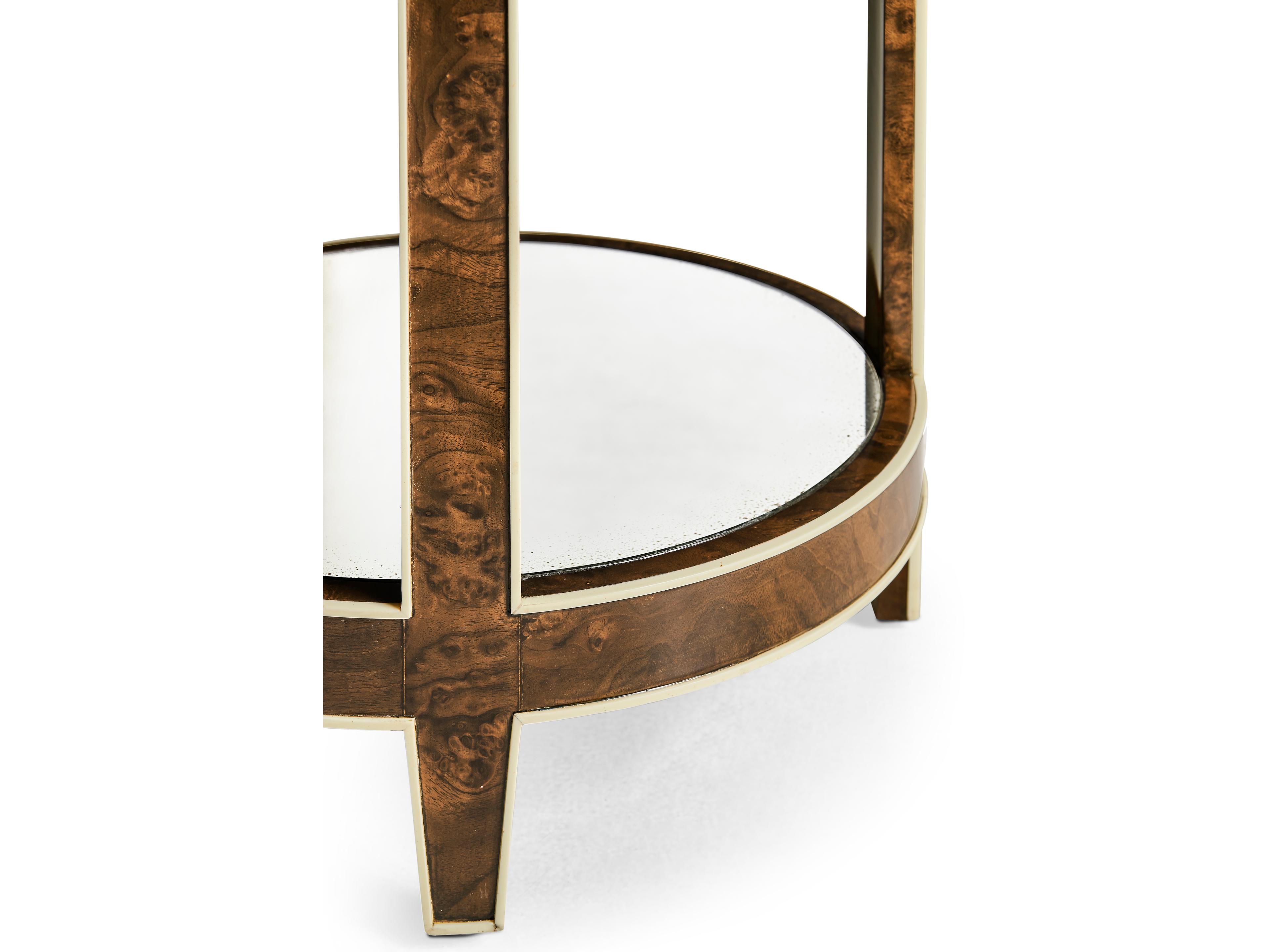 Jonathan Charles Jacques Round Mirror Brown Mahogany End Table