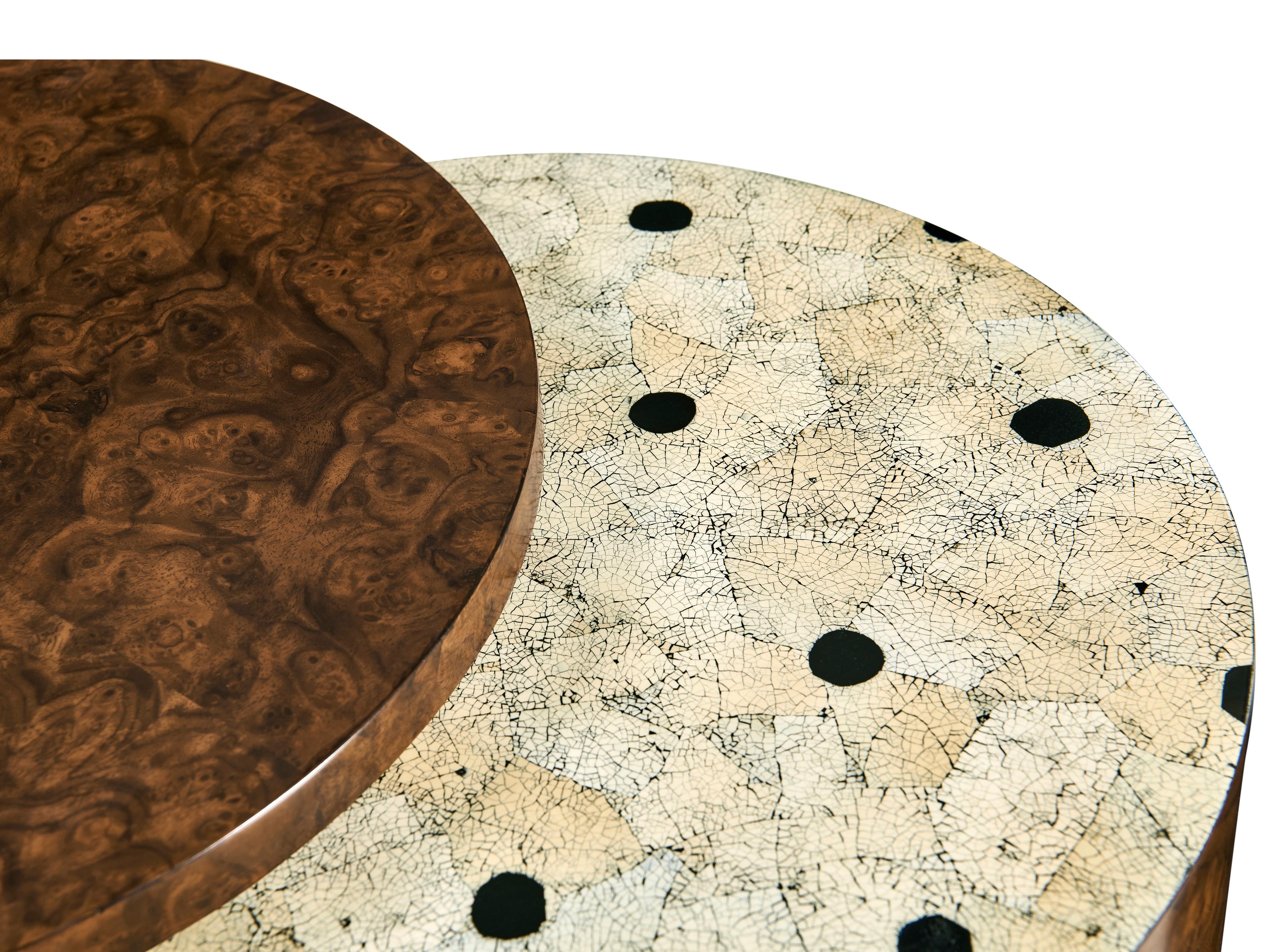 Jonathan Charles Jacques Round Wood Walnut Burl End Table