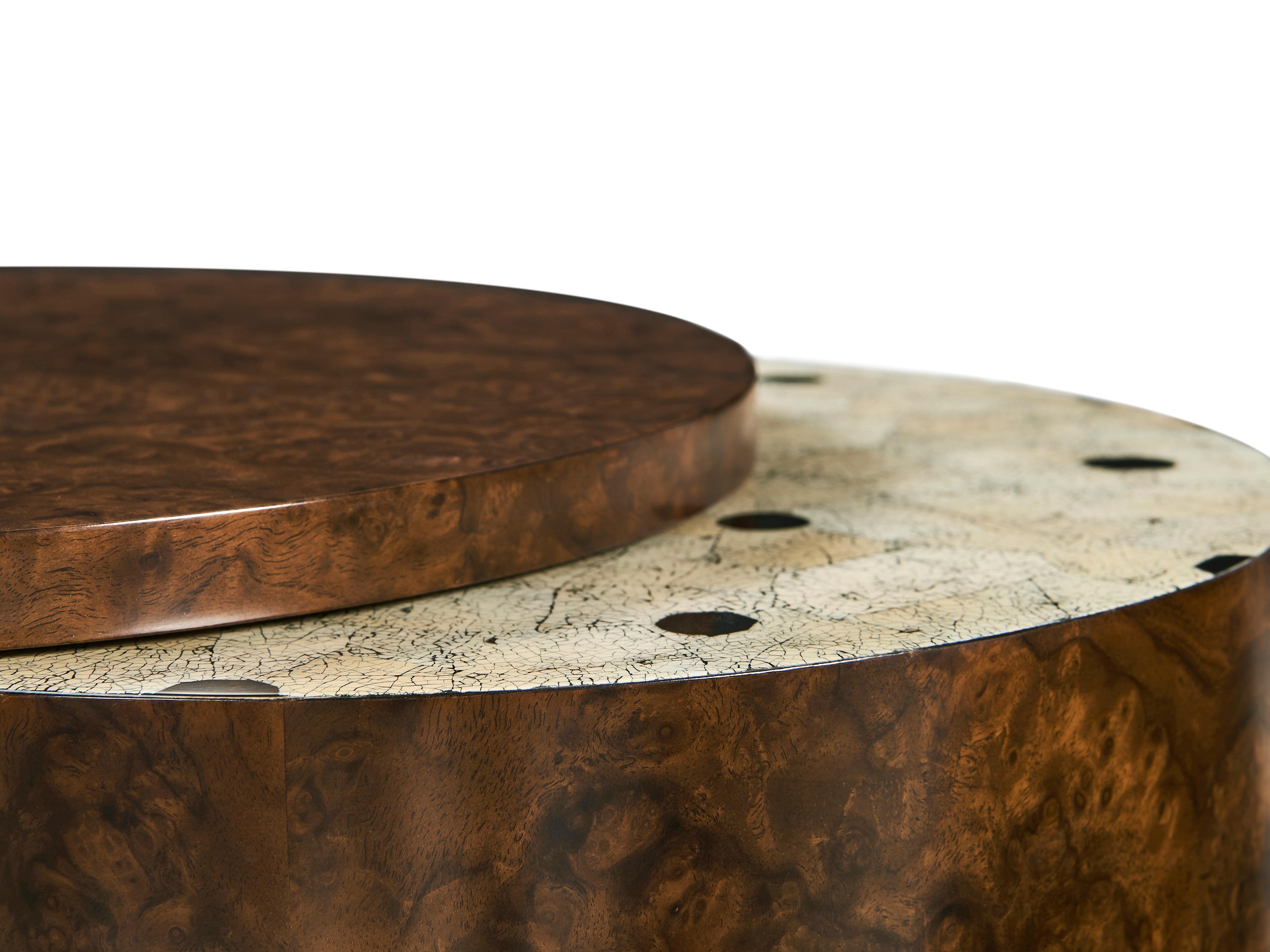 Jonathan Charles Jacques Round Wood Walnut Burl End Table