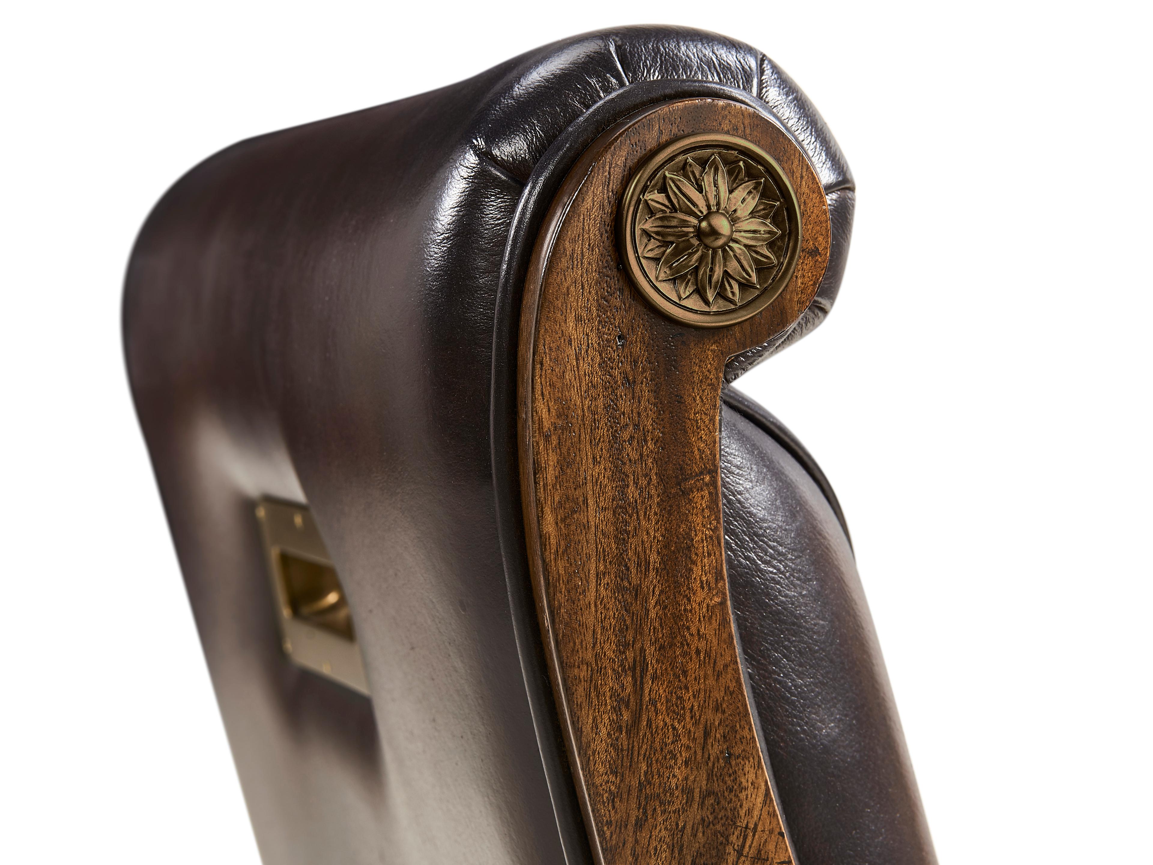 Jonathan Charles Viceroy Mahogany Wood Brown Leather Side Dining Chair