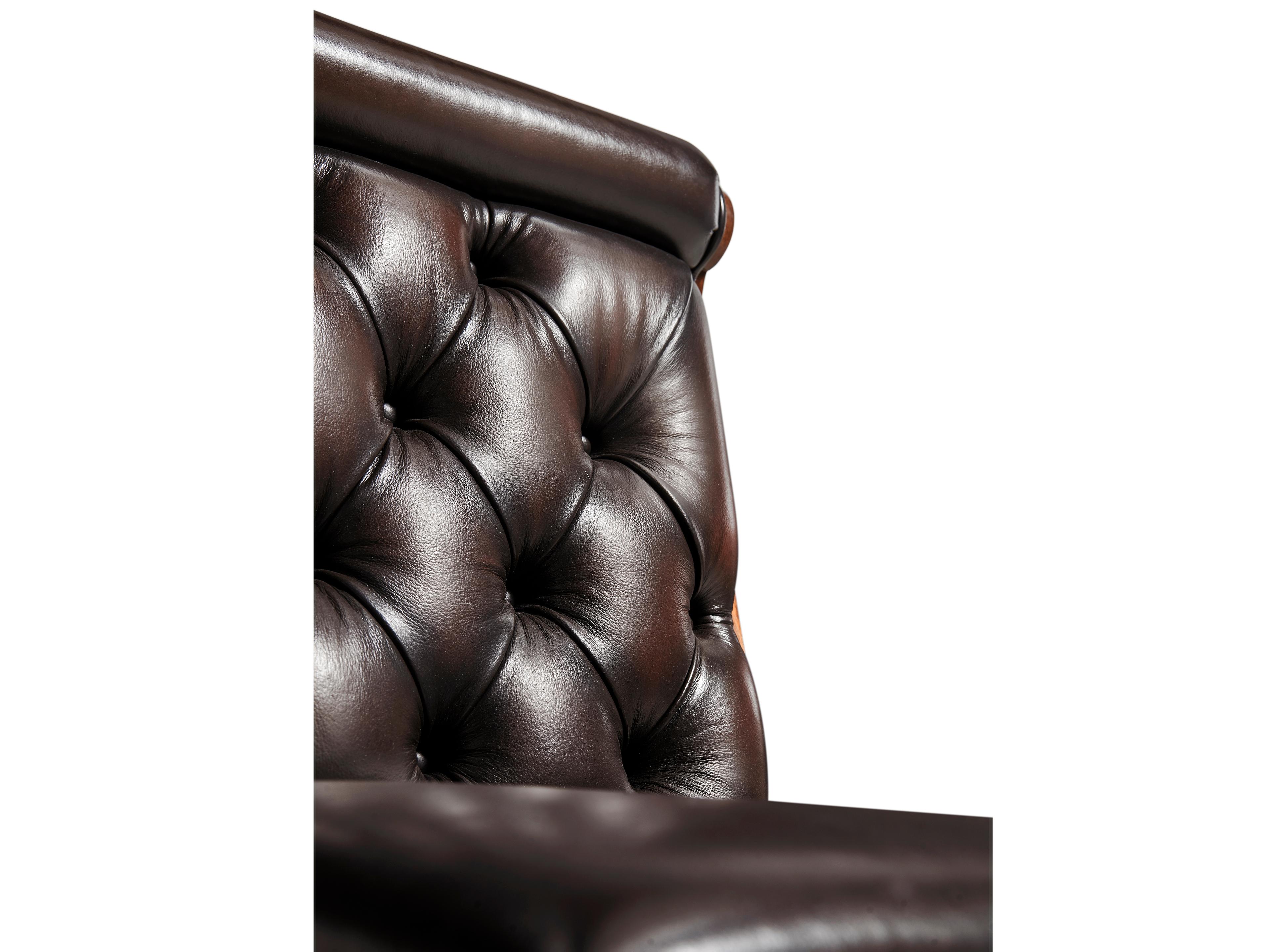 Jonathan Charles Viceroy Mahogany Wood Brown Leather Side Dining Chair