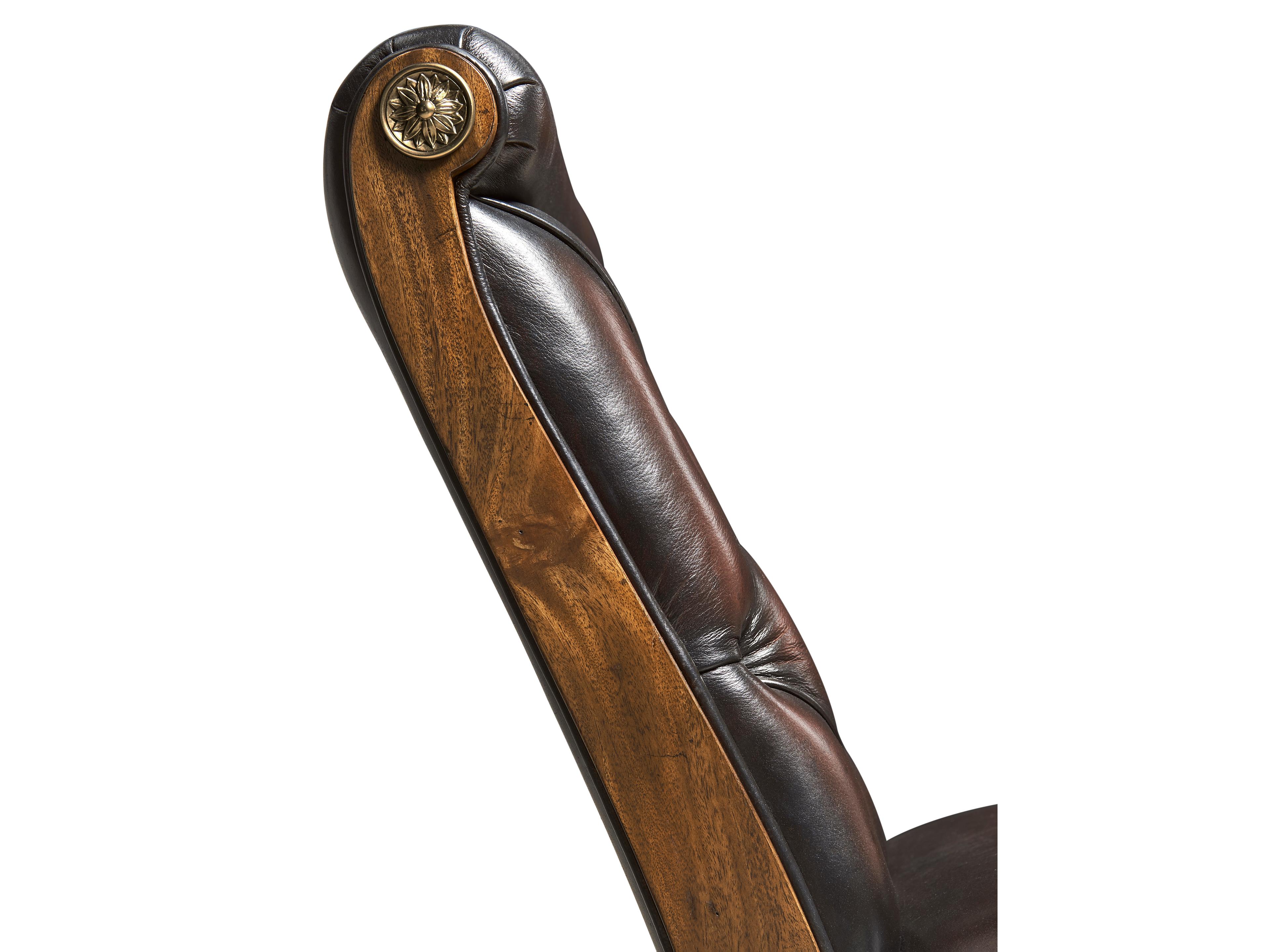 Jonathan Charles Viceroy Mahogany Wood Brown Leather Side Dining Chair