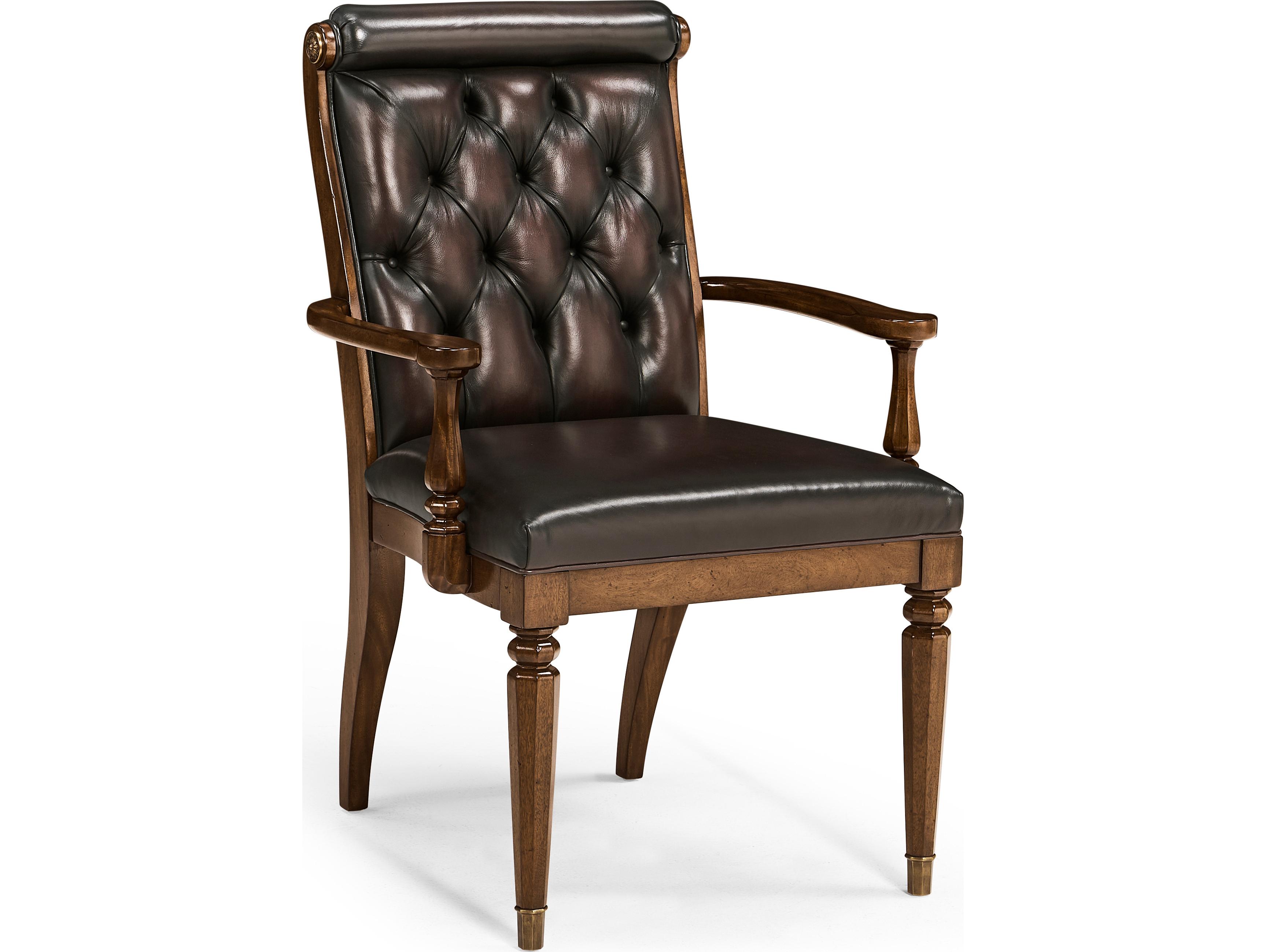 Jonathan Charles Viceroy Brown Leather Arm Dining Chair