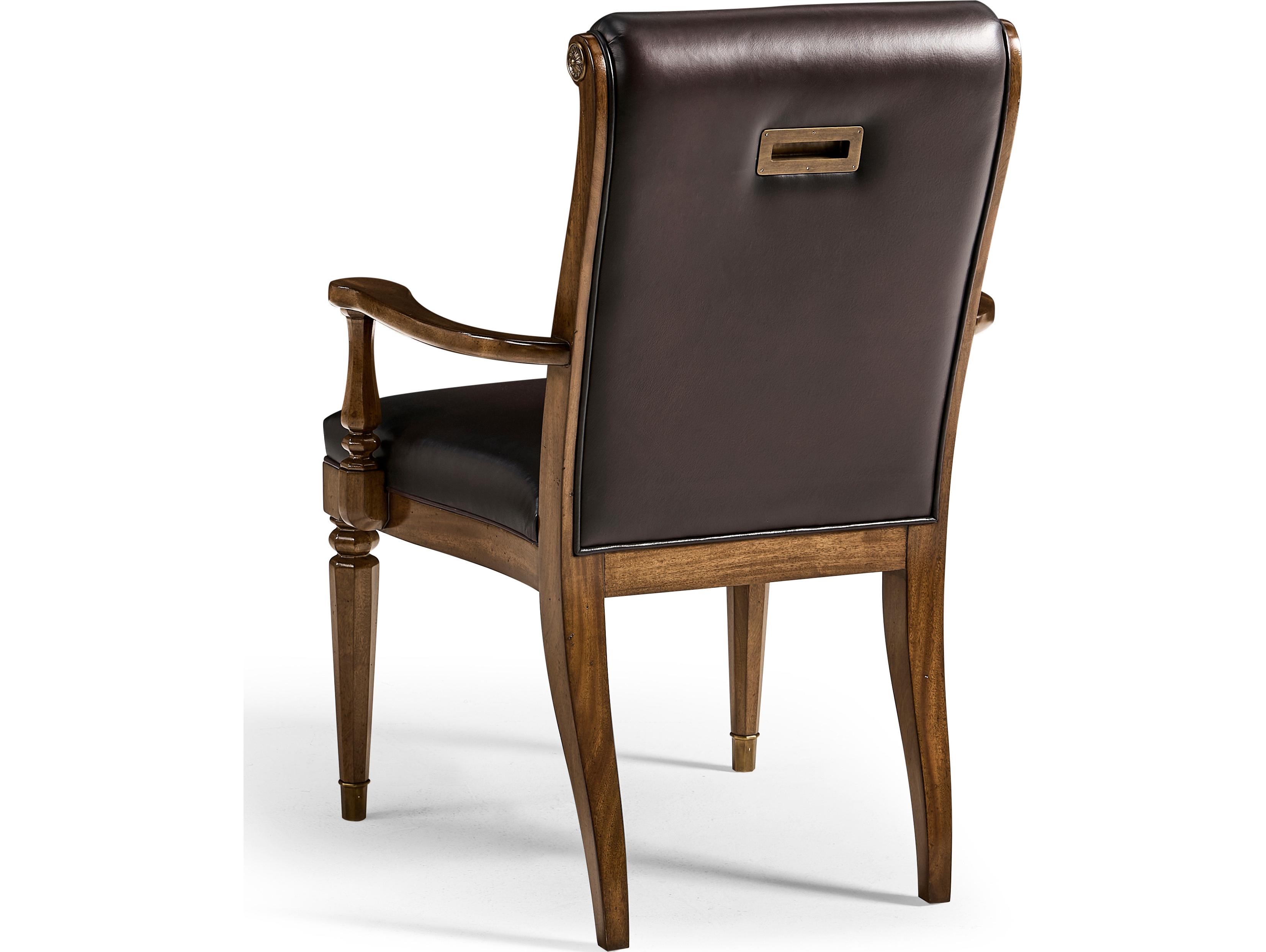 Jonathan Charles Viceroy Brown Leather Arm Dining Chair