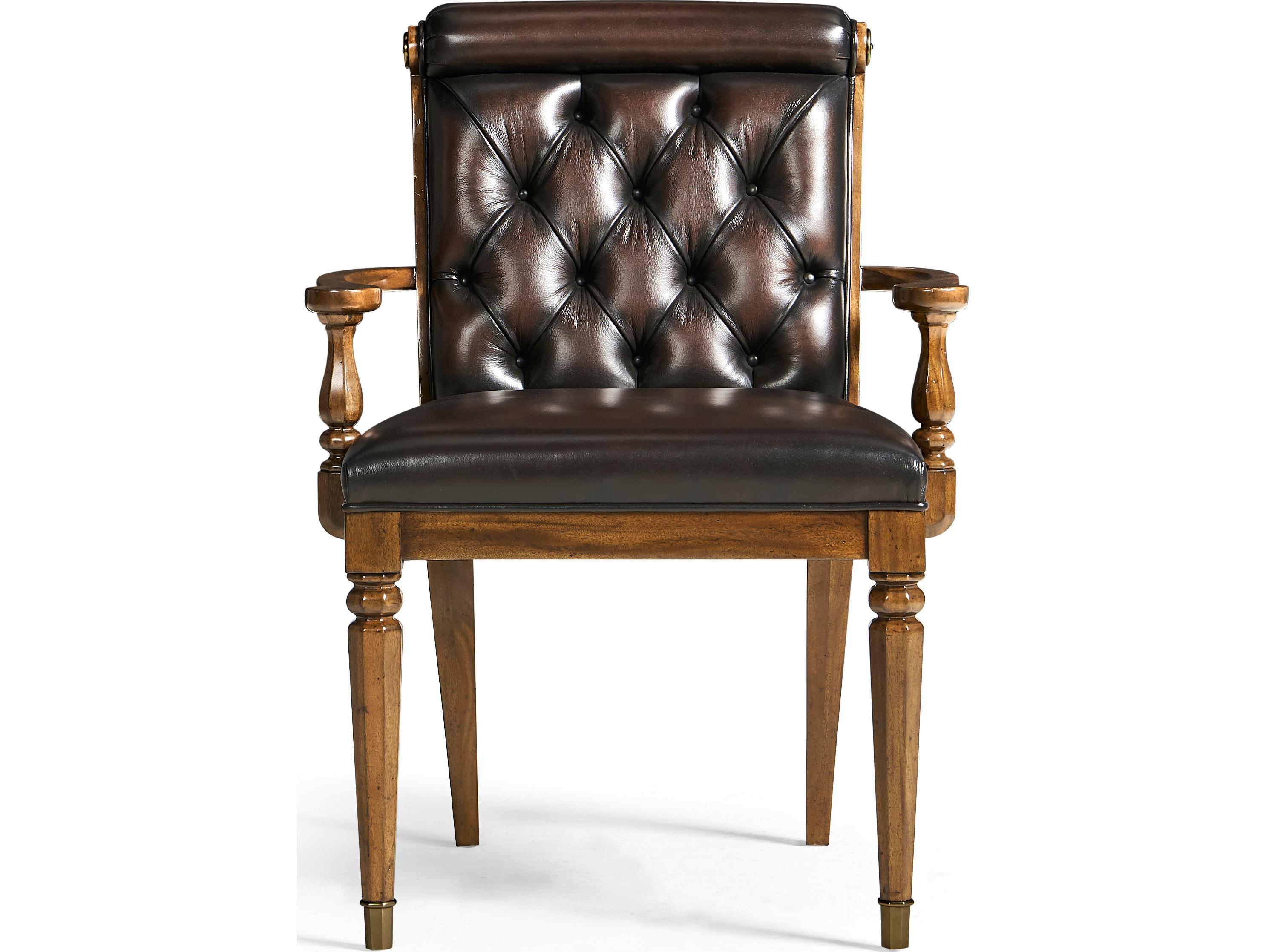 Jonathan Charles Viceroy Brown Leather Arm Dining Chair
