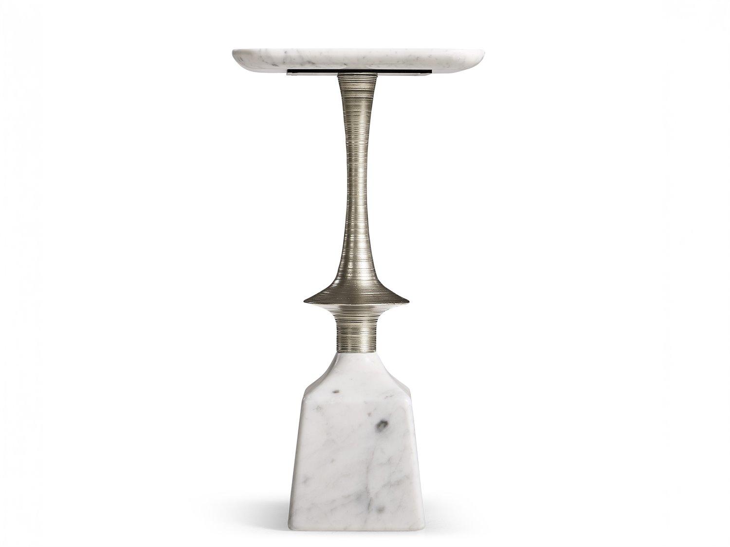 Jonathan Charles All Things Small Harbor Martini Square White Carrera Marble End Table