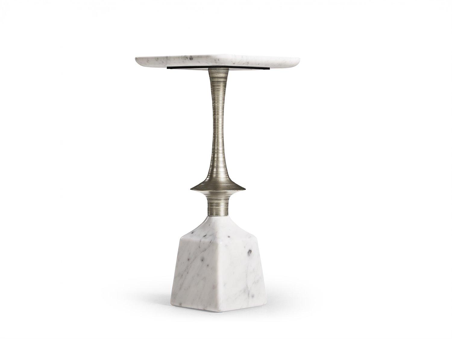 Jonathan Charles All Things Small Harbor Martini Square White Carrera Marble End Table