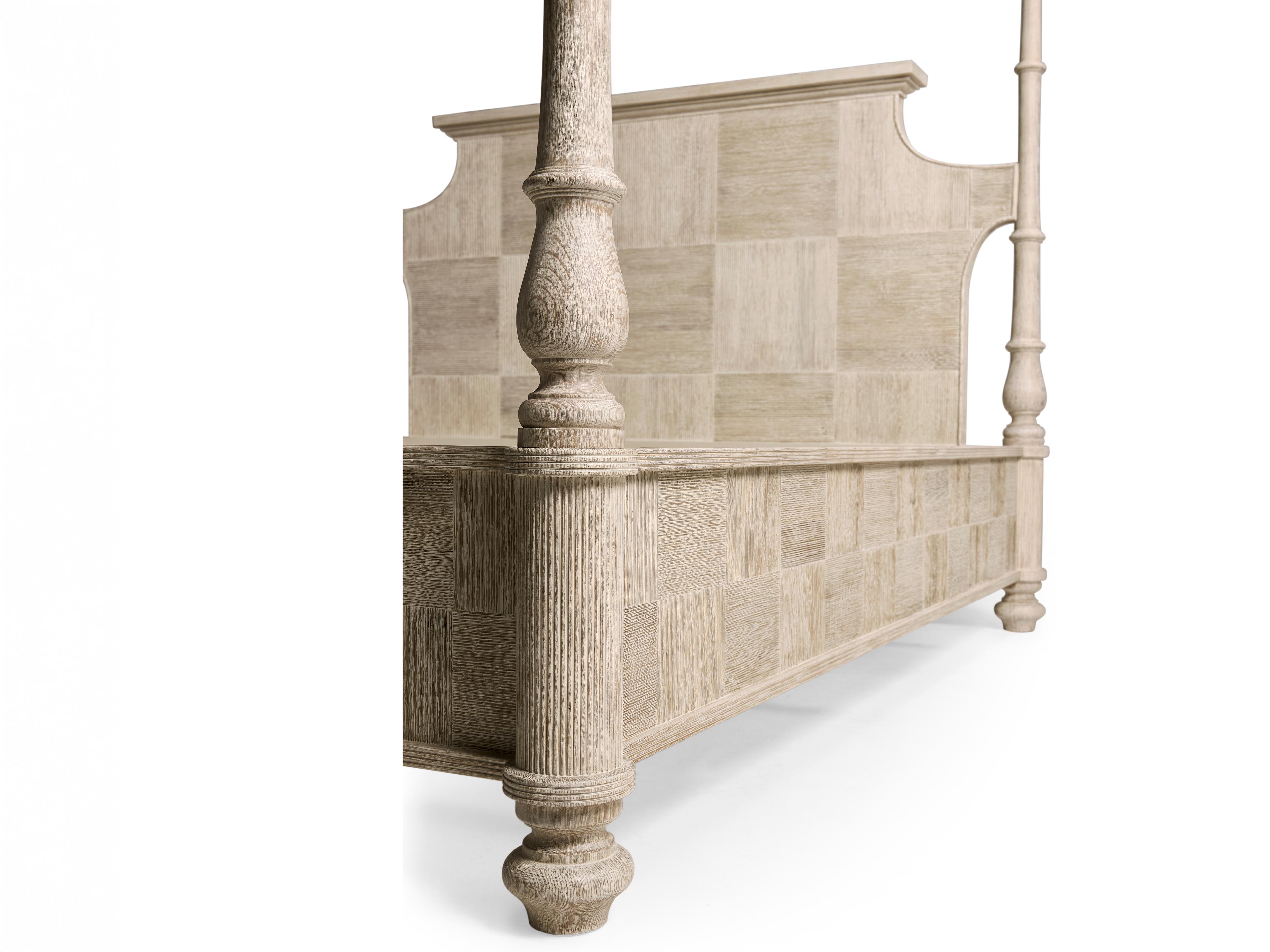 Jonathan Charles William Yeoward Washed Acacia Beige Oak Wood King Poster Bed