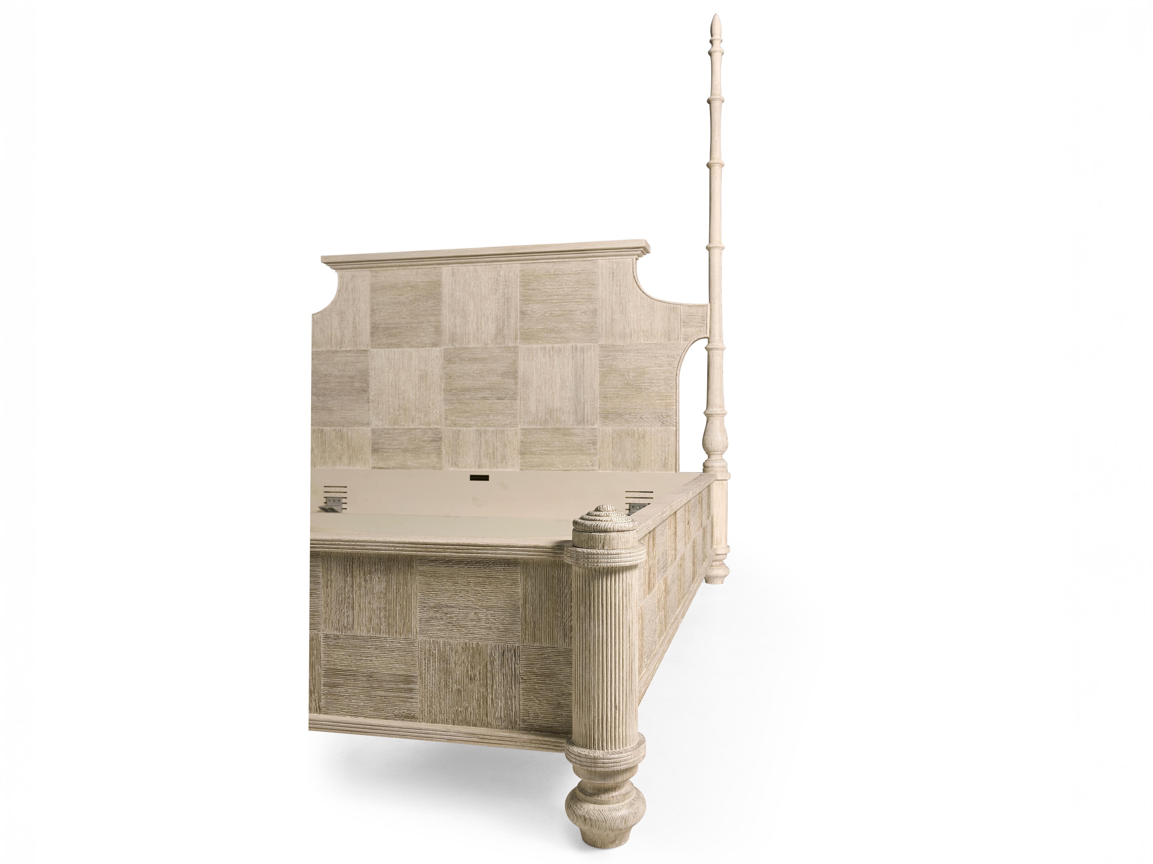 Jonathan Charles William Yeoward Washed Acacia Beige Oak Wood King Poster Bed