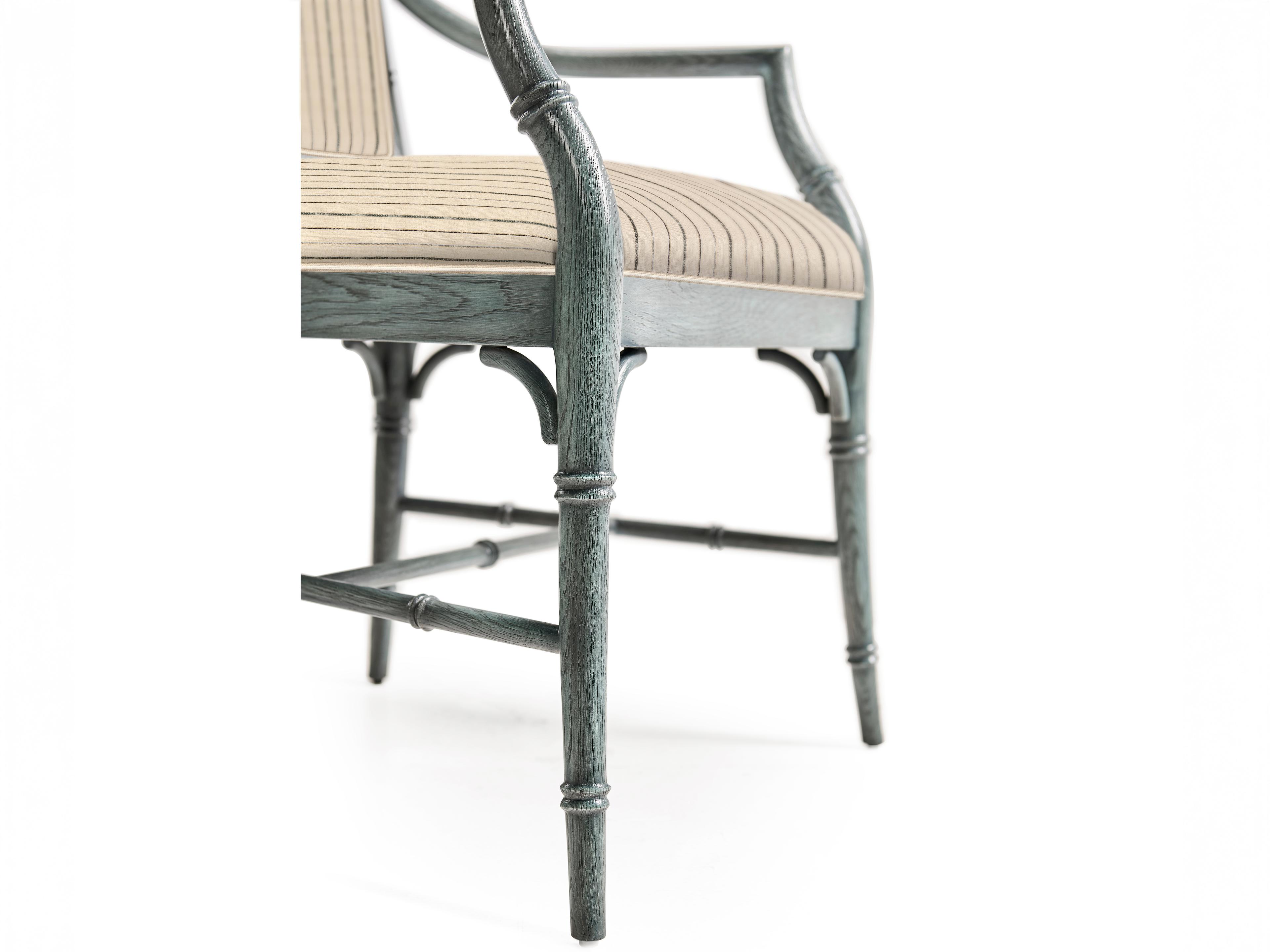 Jonathan Charles William Yeoward Oak Wood Blue Upholstered Armless Dining Chair