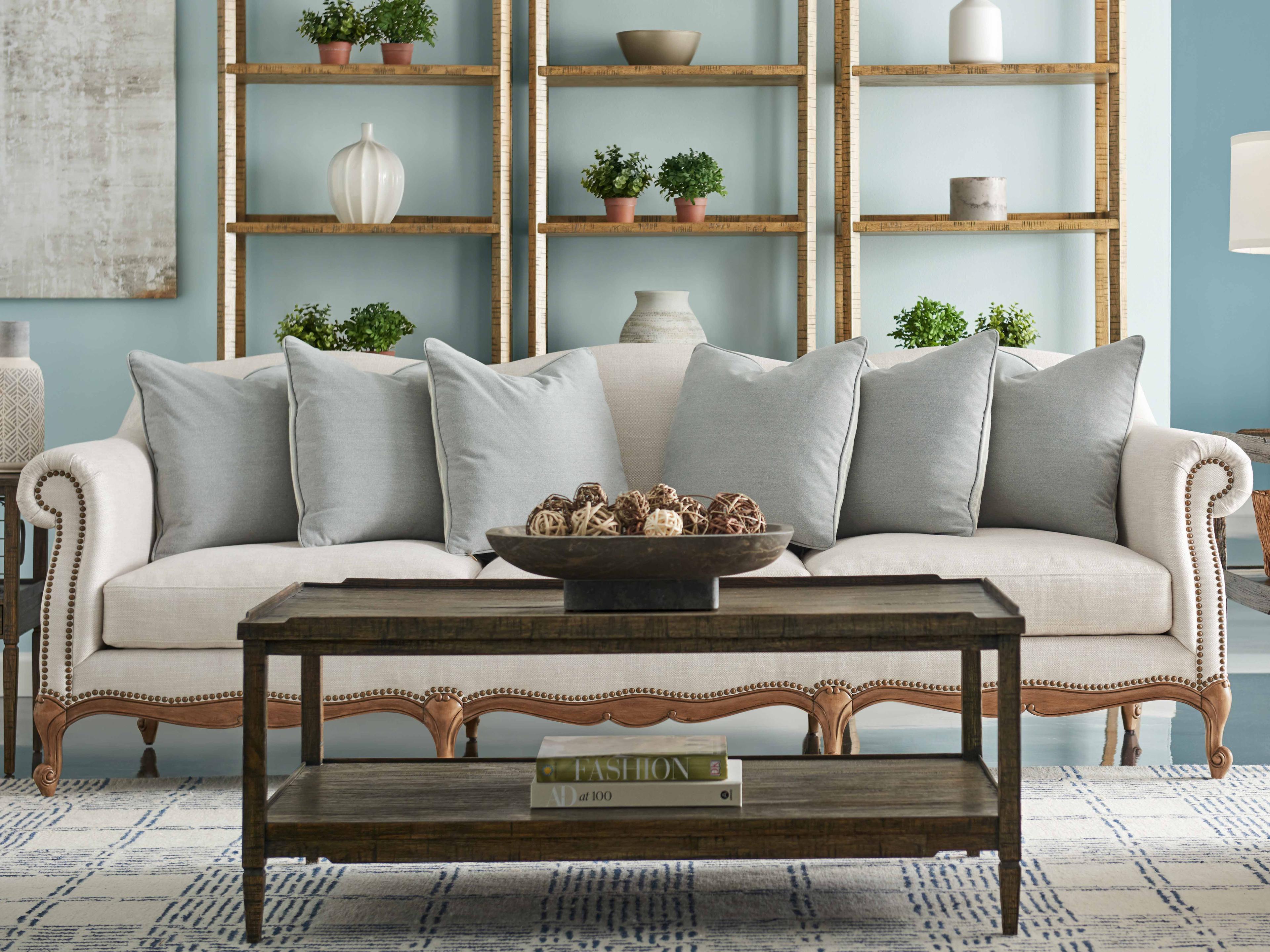 Jonathan Charles Casually Country Rectangular Wood Farmhouse Walnut Coffee Table