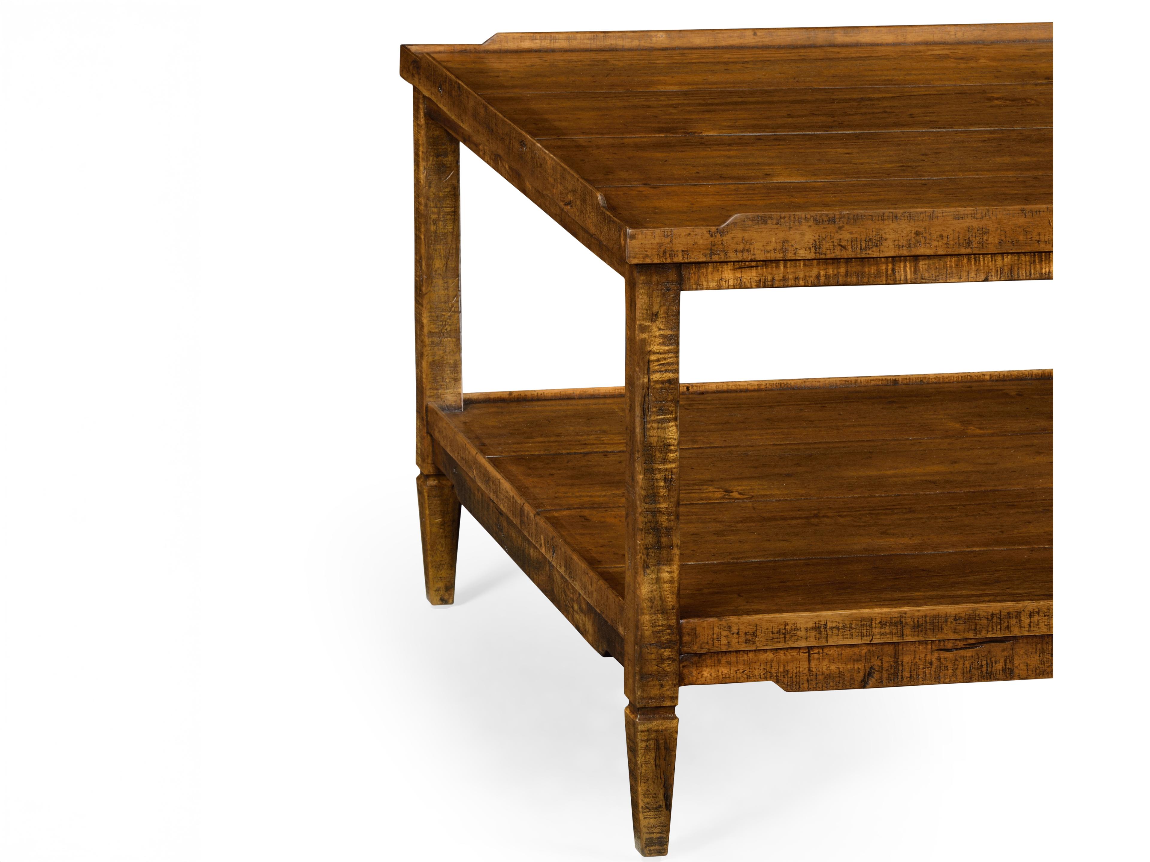 Jonathan Charles Casually Country Rectangular Wood Farmhouse Walnut Coffee Table