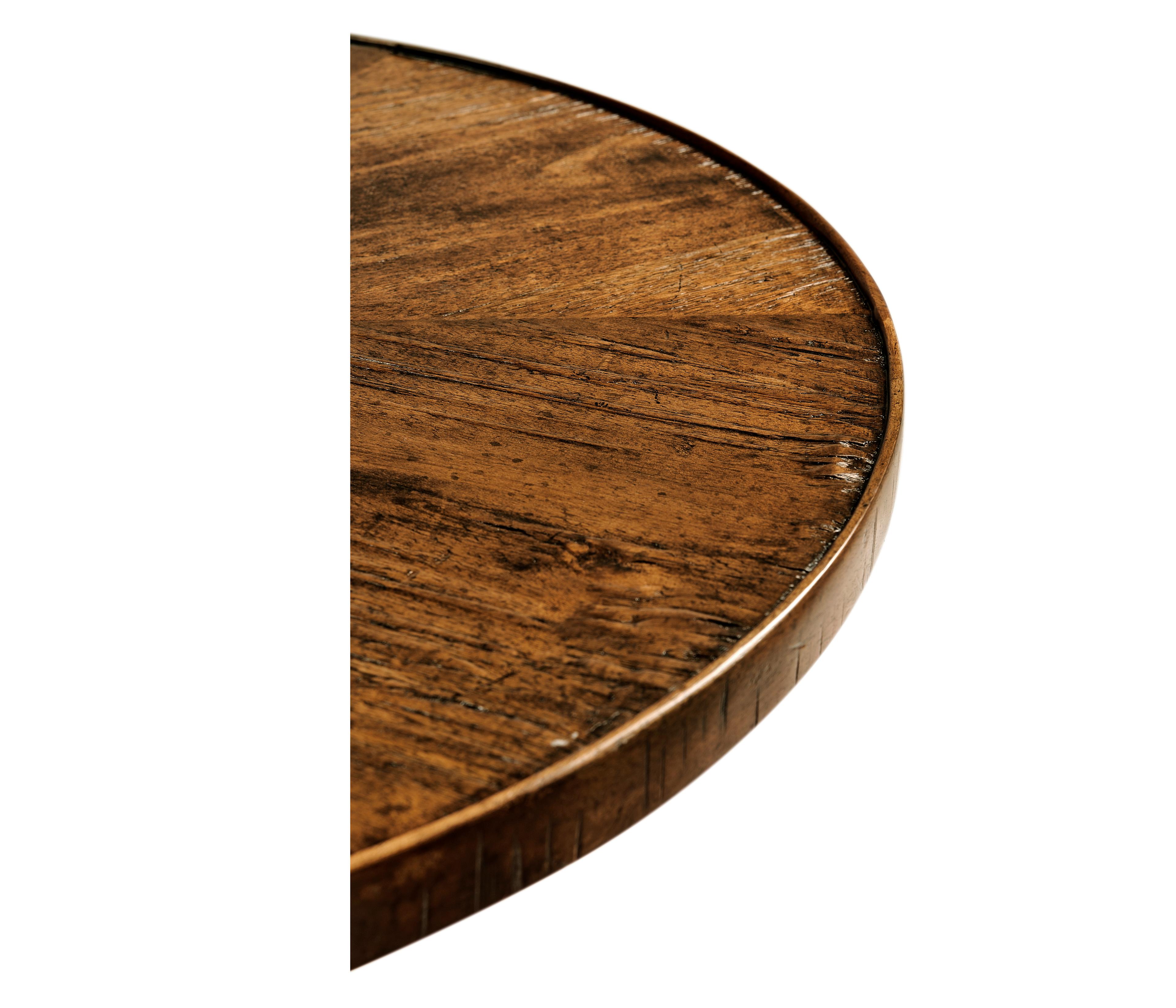 Jonathan Charles Casually Country Round Wood Farmhouse Walnut End Table