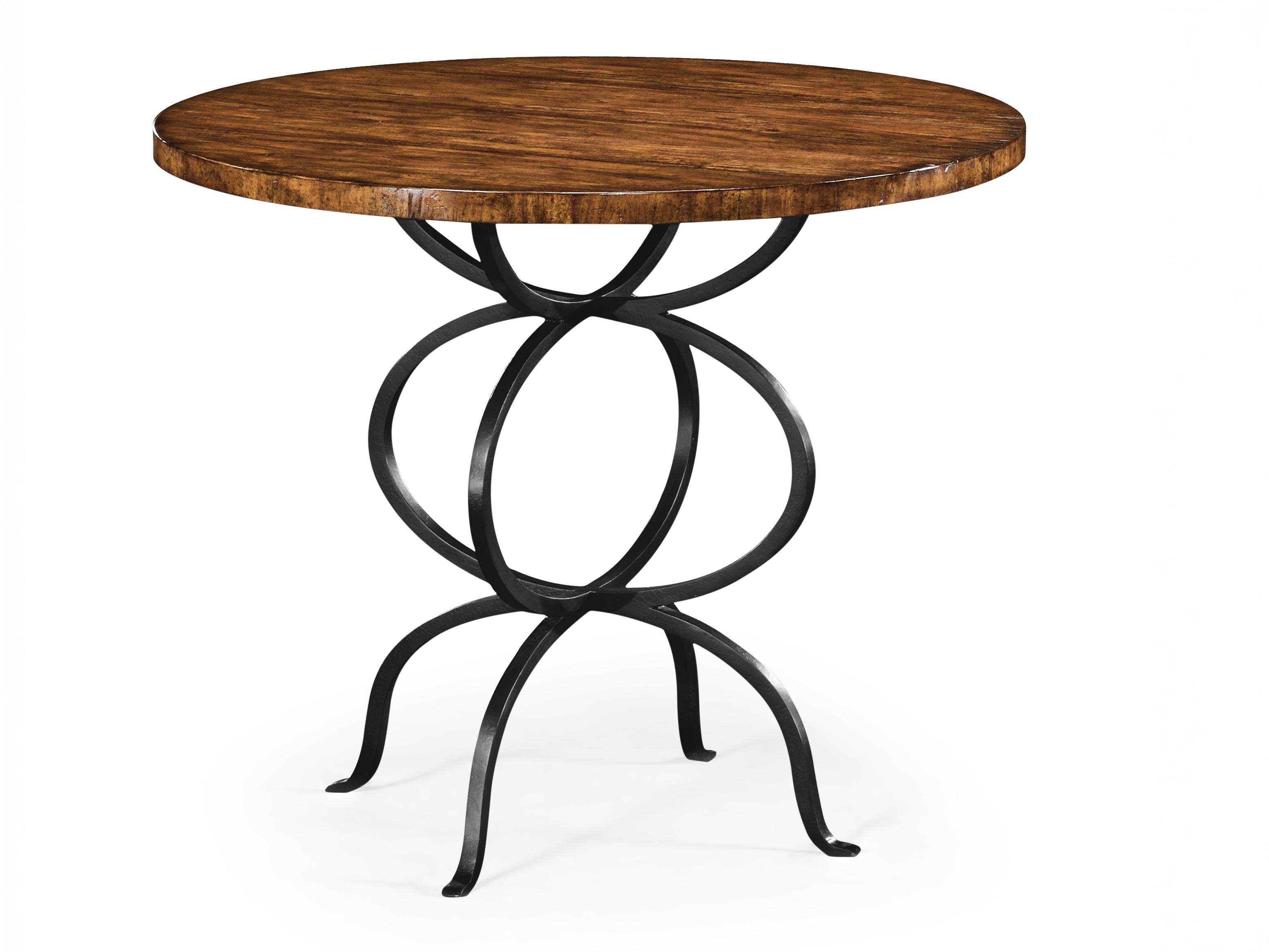 Jonathan Charles Casually Country Round Wood Farmhouse Walnut Dining Table