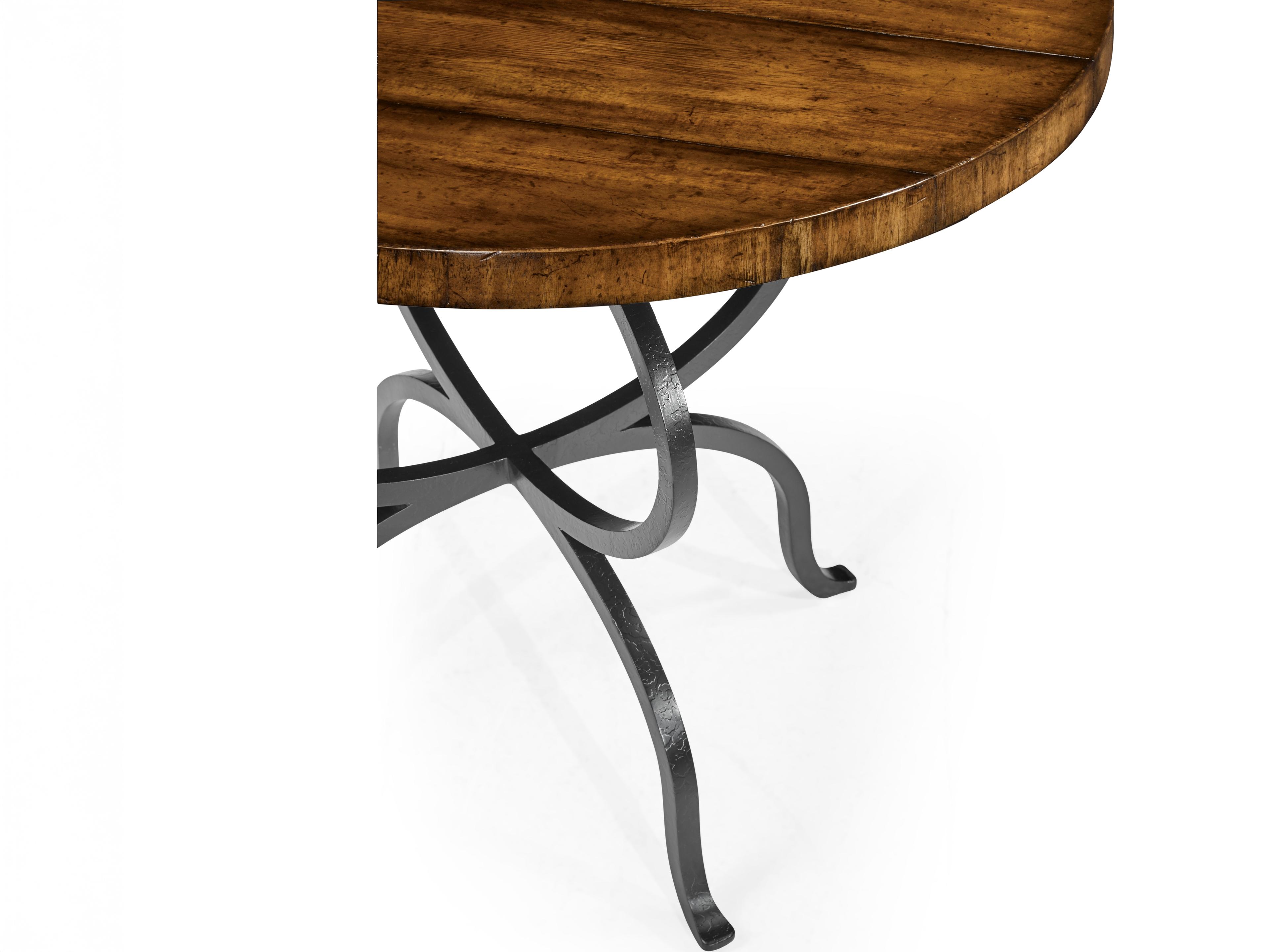 Jonathan Charles Casually Country Round Wood Farmhouse Walnut Dining Table