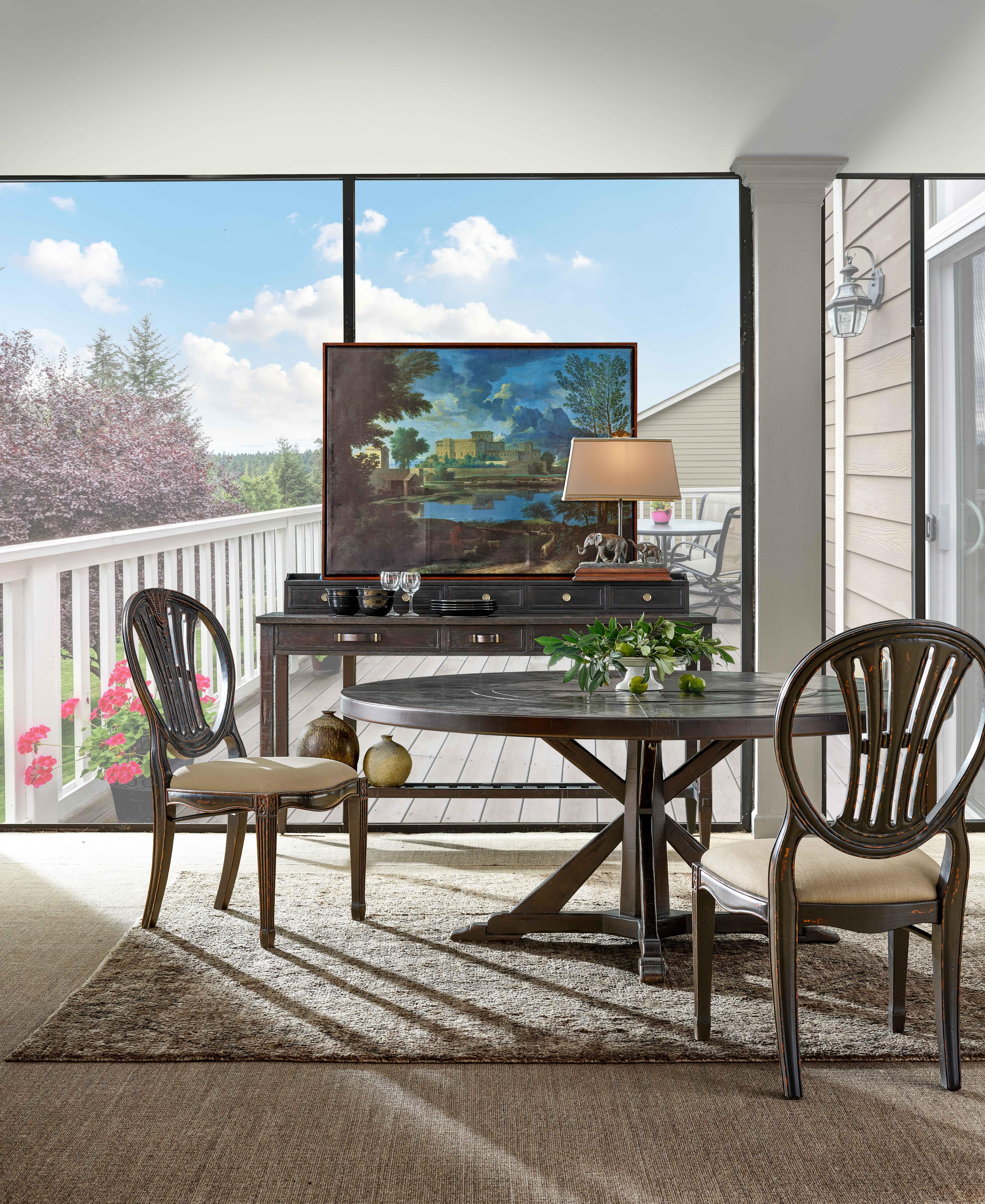 Jonathan Charles Jc Casual Round Driftwood Dining Table