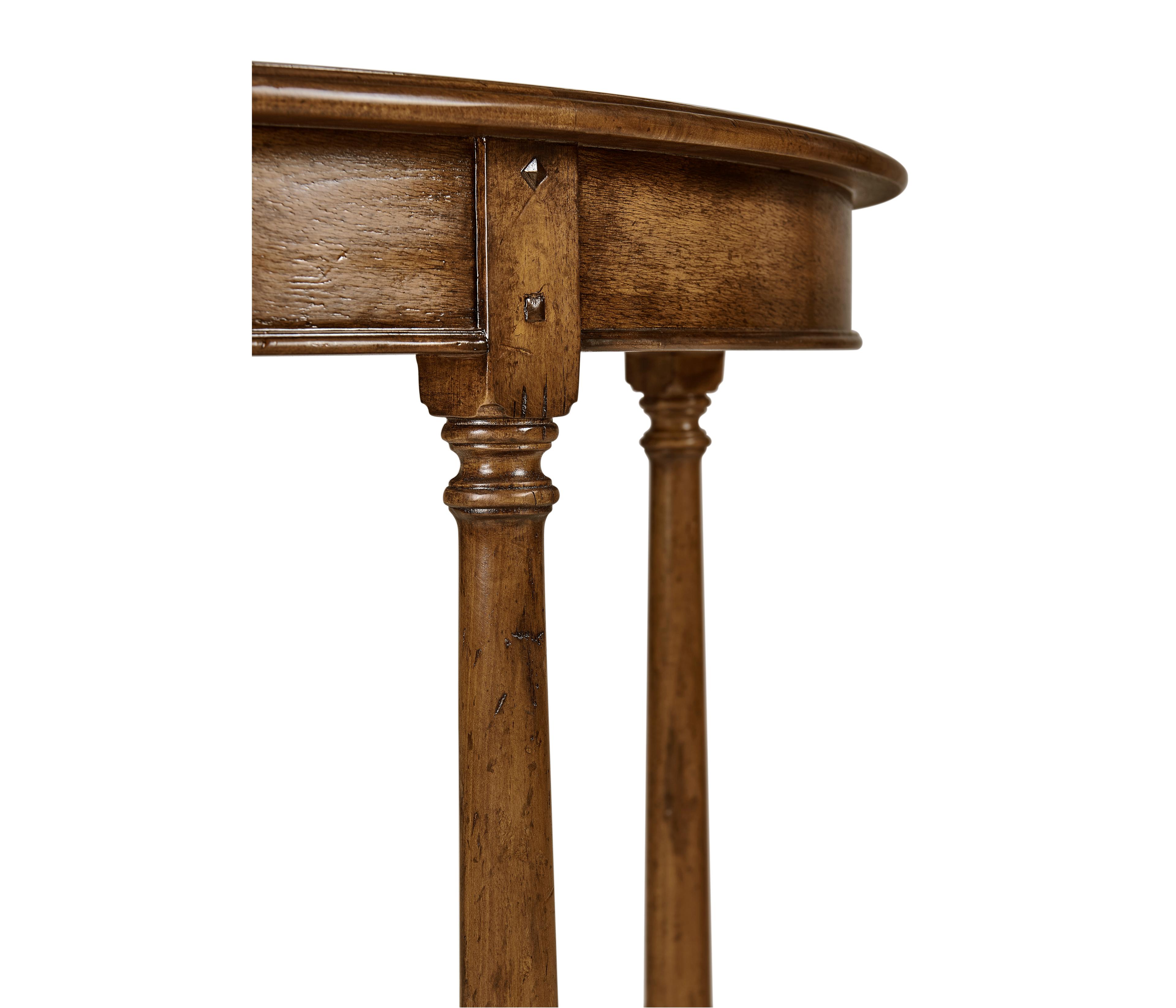 Jonathan Charles Casually Country Demilune Wood Farmhouse Walnut Console Table