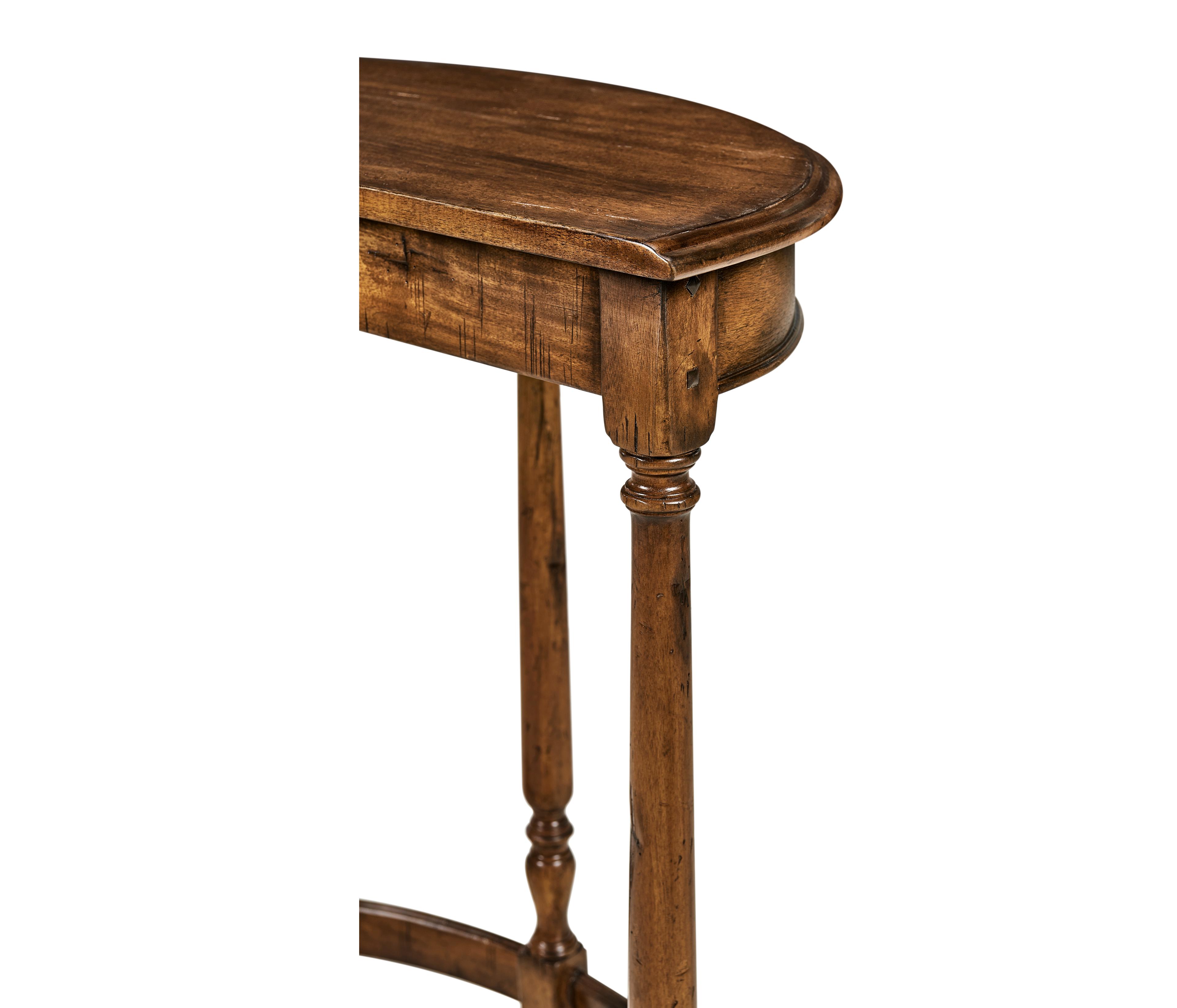 Jonathan Charles Casually Country Demilune Wood Farmhouse Walnut Console Table