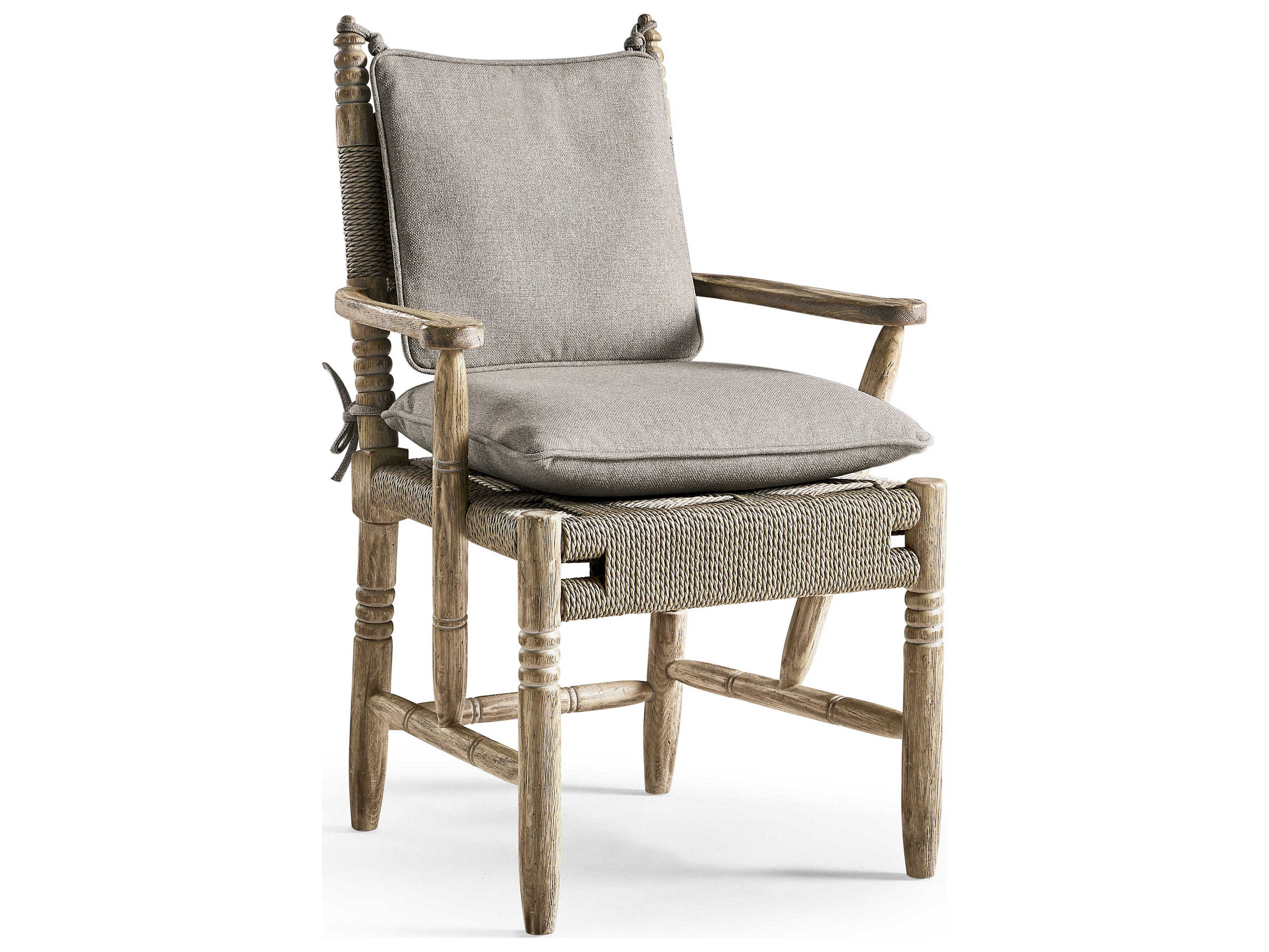 Jonathan Charles Sagehill Oak Wood Gray Upholstered Arm Dining Chair