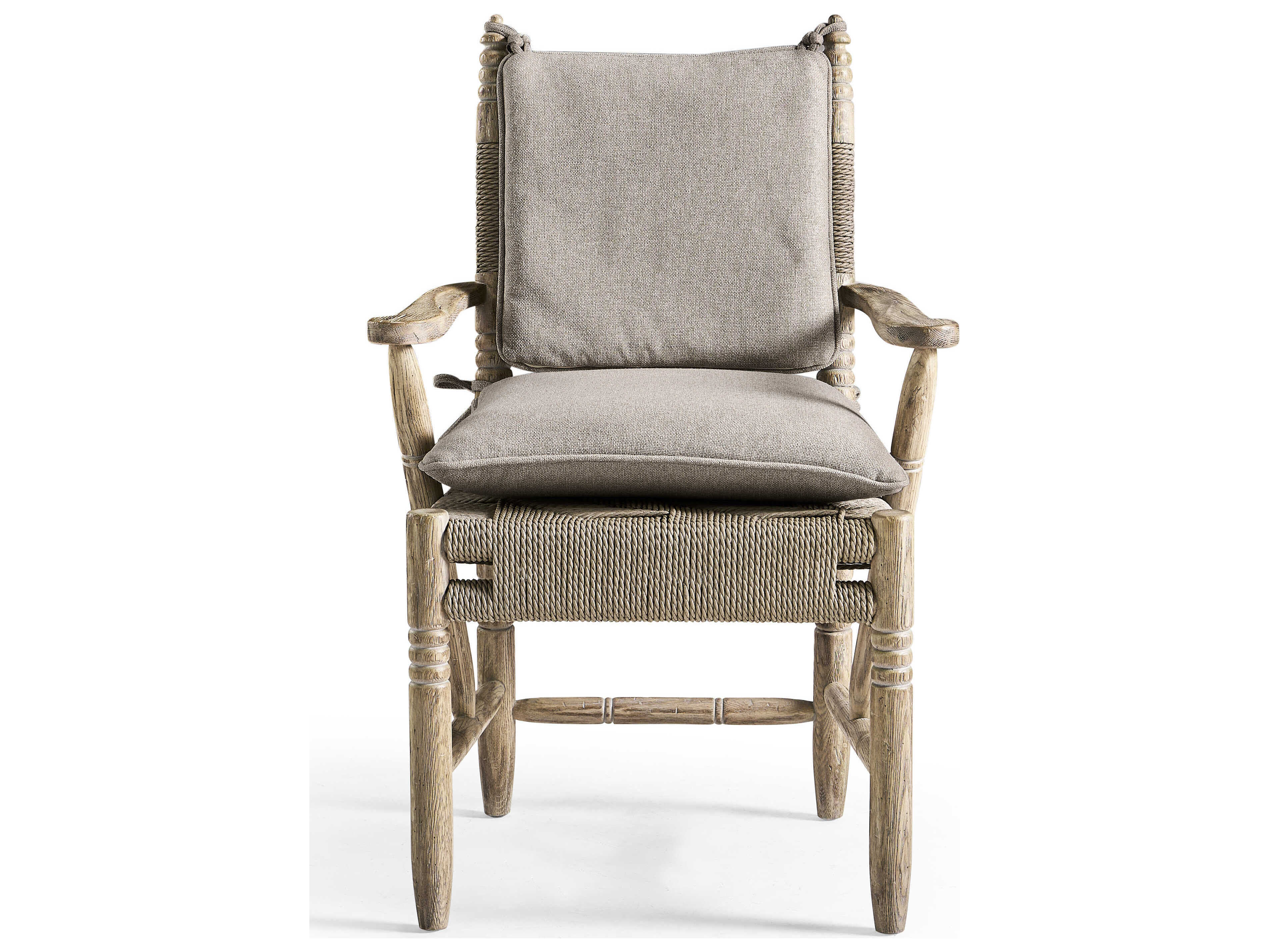 Jonathan Charles Sagehill Oak Wood Gray Upholstered Arm Dining Chair