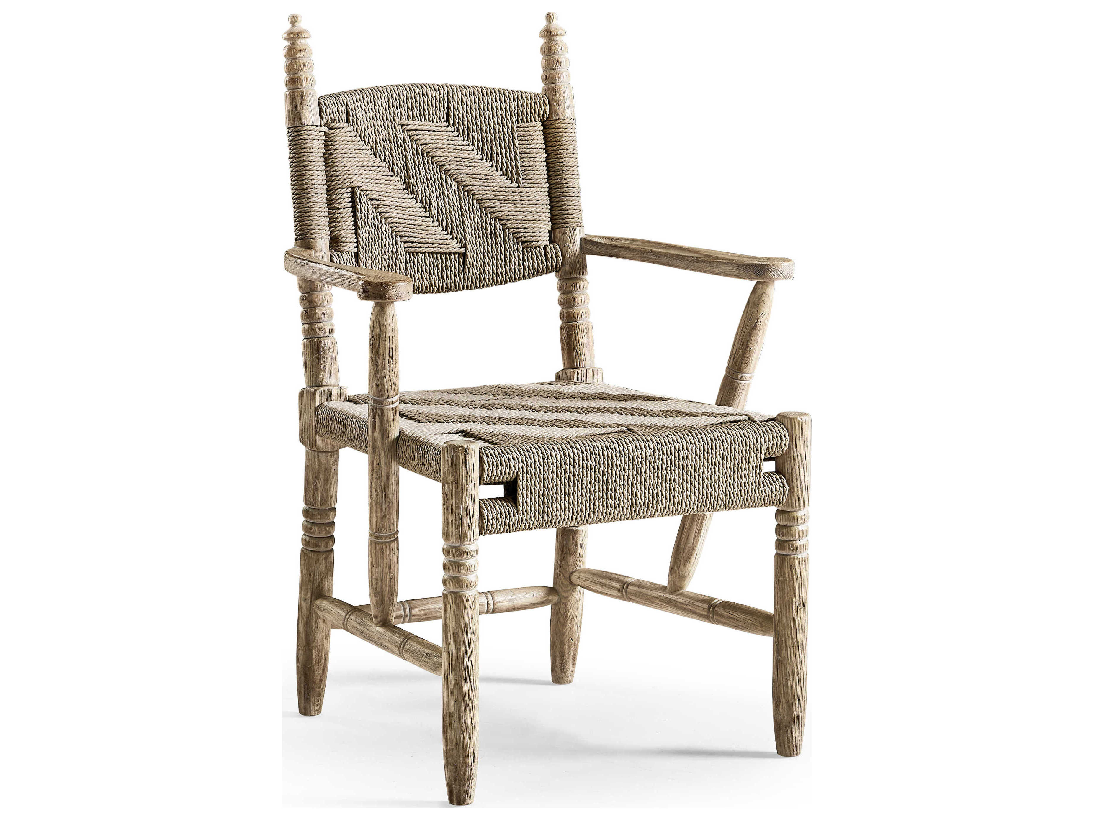 Jonathan Charles Sagehill Oak Wood Gray Upholstered Arm Dining Chair