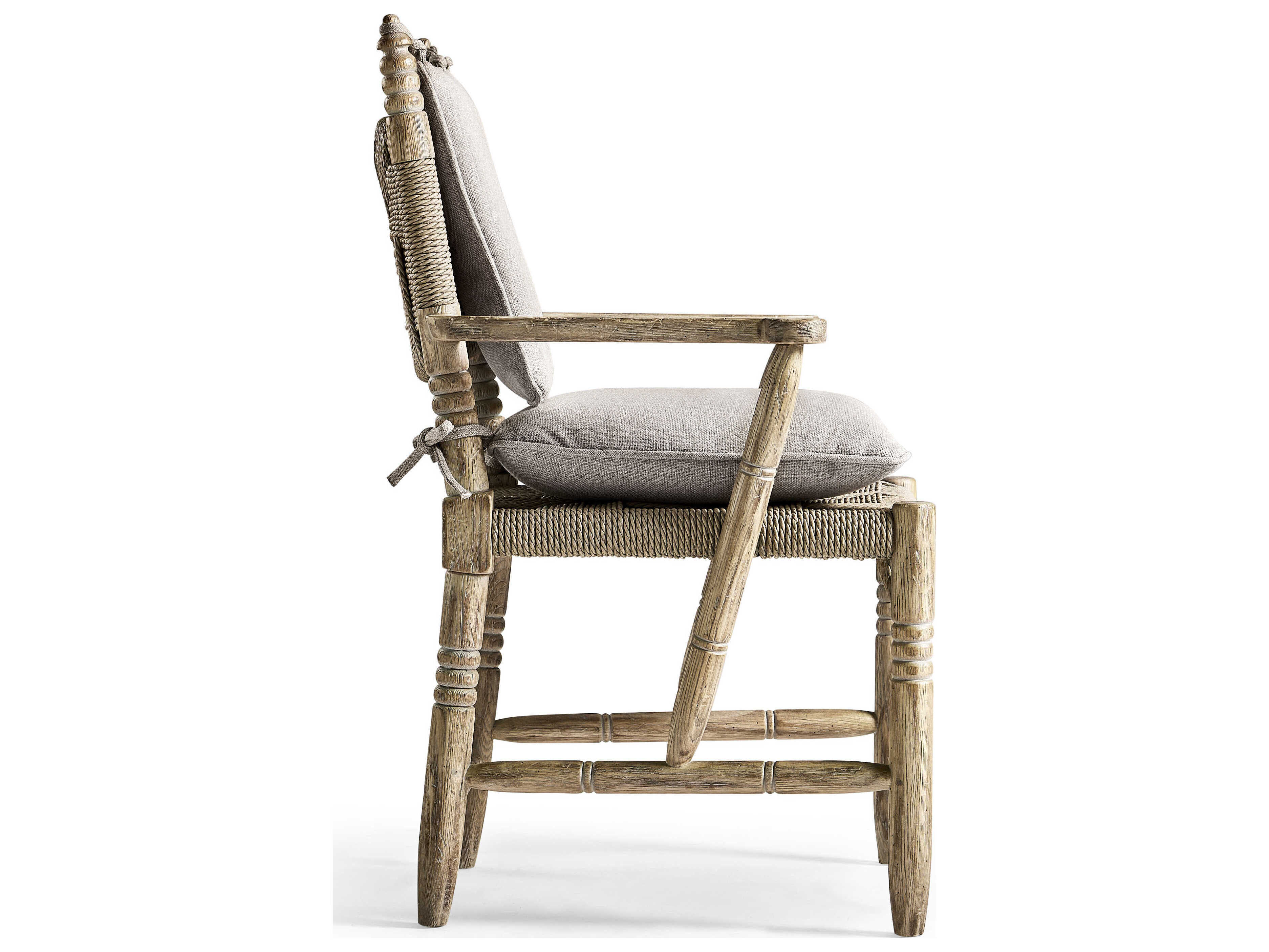 Jonathan Charles Sagehill Oak Wood Gray Upholstered Arm Dining Chair